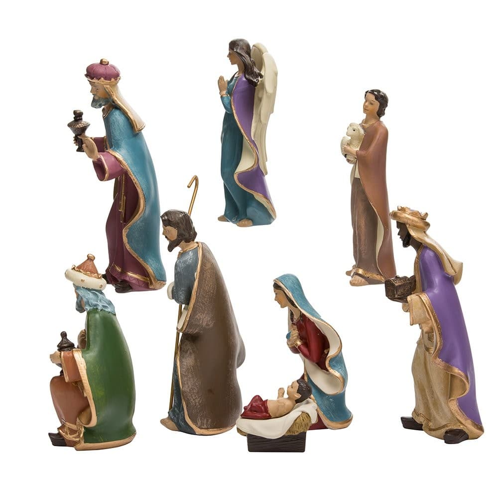 Kurt Adler 6.25" Resin Nativity Scene Set of 8 Christmas Figurines Decor - Thumbnail 5
