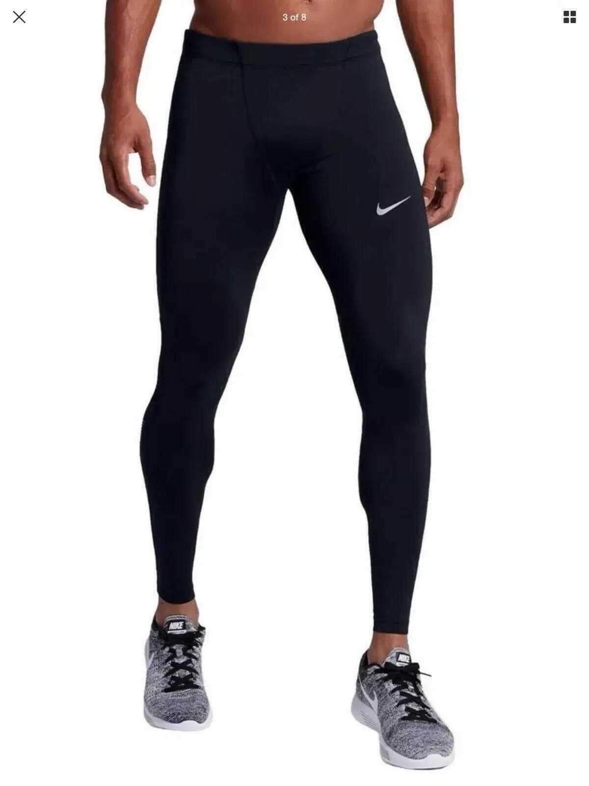 Nike Men's Power Tech Dri-Fit Reflective Training Tights Black Large - Thumbnail 4