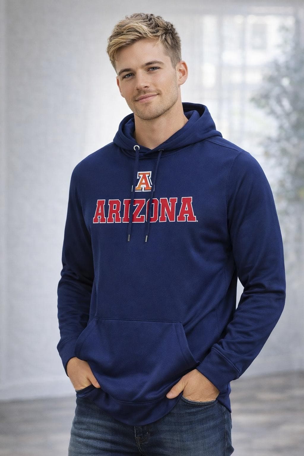Colosseum Men's Arizona Wildcats Performance Polyester Surge Hoodie Blue Medium - Thumbnail 4