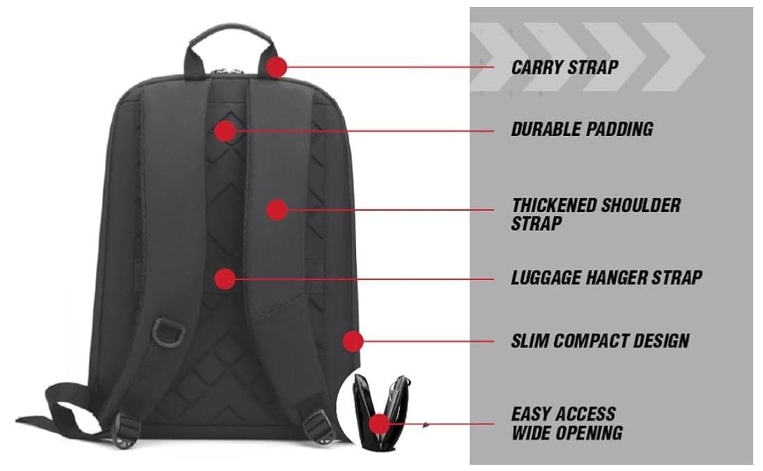 SOAR Ohio State Buckeyes Collegiate 14 Inch Premium Laptop Backpack Black - Thumbnail 6