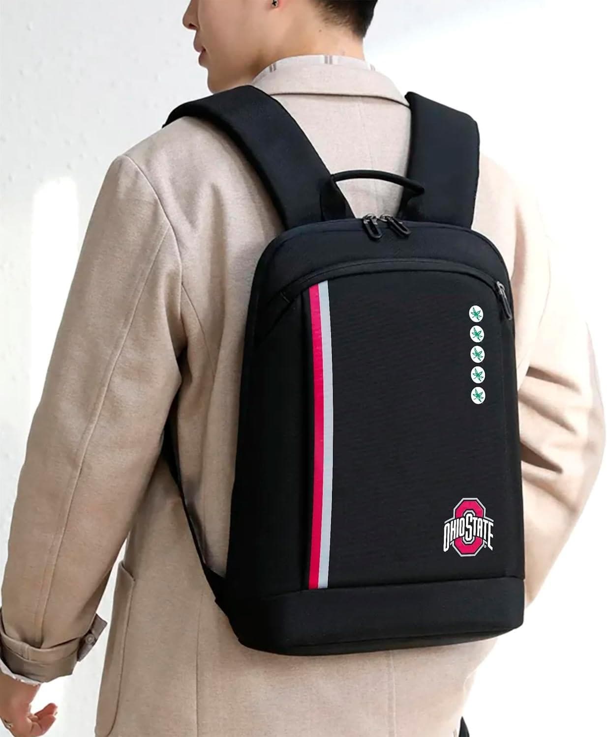 SOAR Ohio State Buckeyes Collegiate 14 Inch Premium Laptop Backpack Black - Thumbnail 2