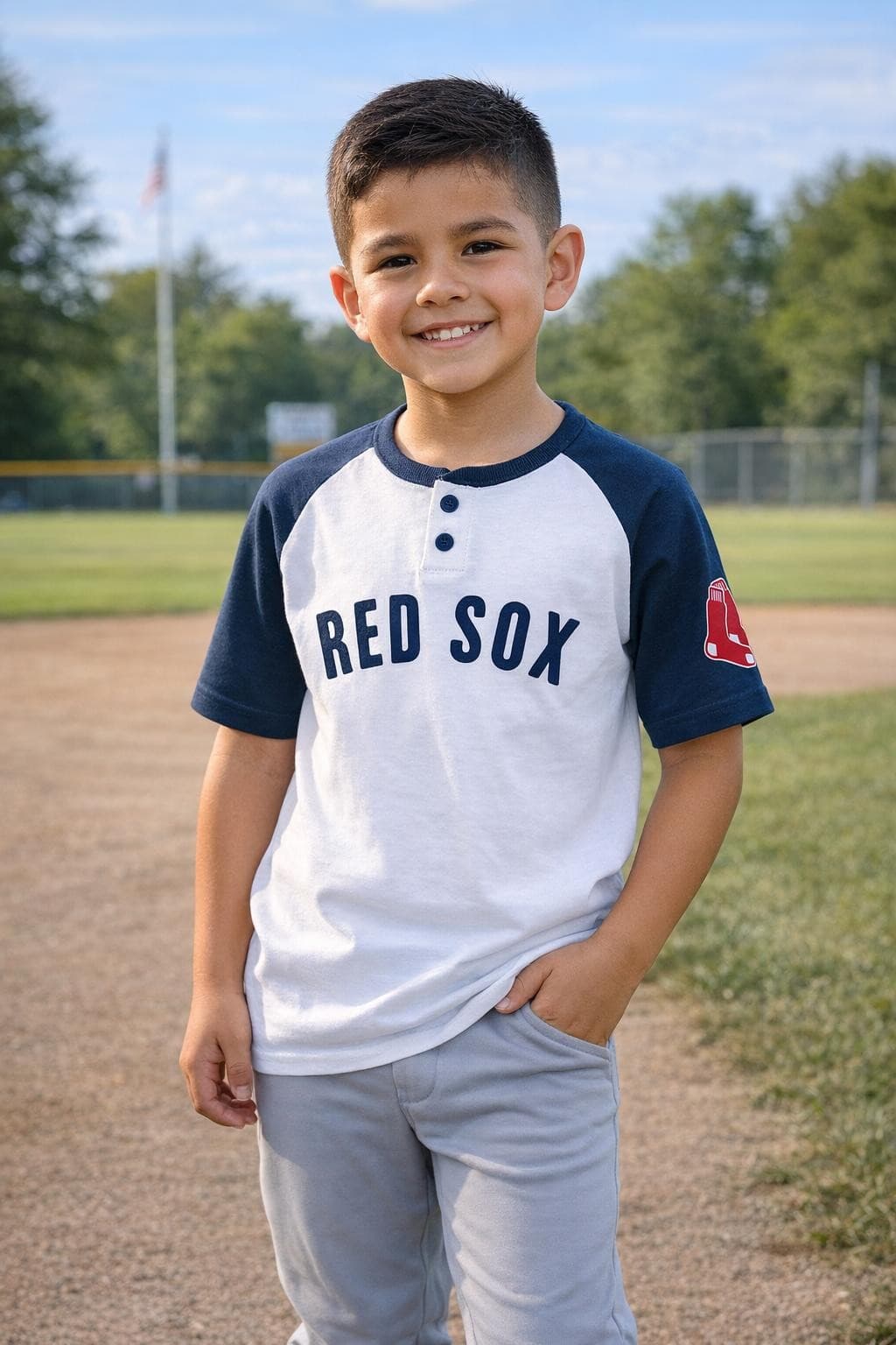 MLB Merchandise Boston Red Youth Game Day Two Button Jersey T-Shirt Medium - Thumbnail 2