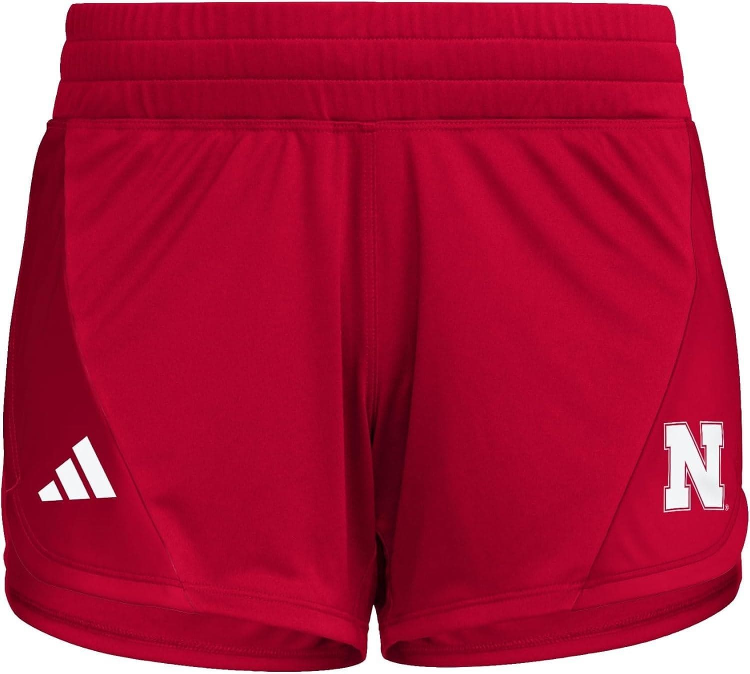 adidas Women's Nebraska Cornhuskers Aeroready Designed to Move Shorts Medium Red - Thumbnail 3