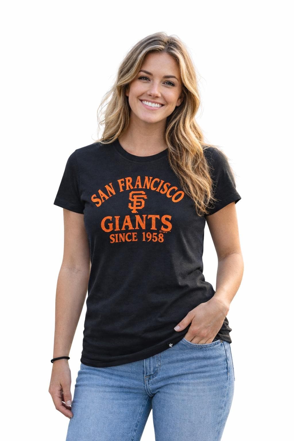 '47 Brand Women's San Francisco Giants Frankie T-Shirt Black Medium - Thumbnail 6