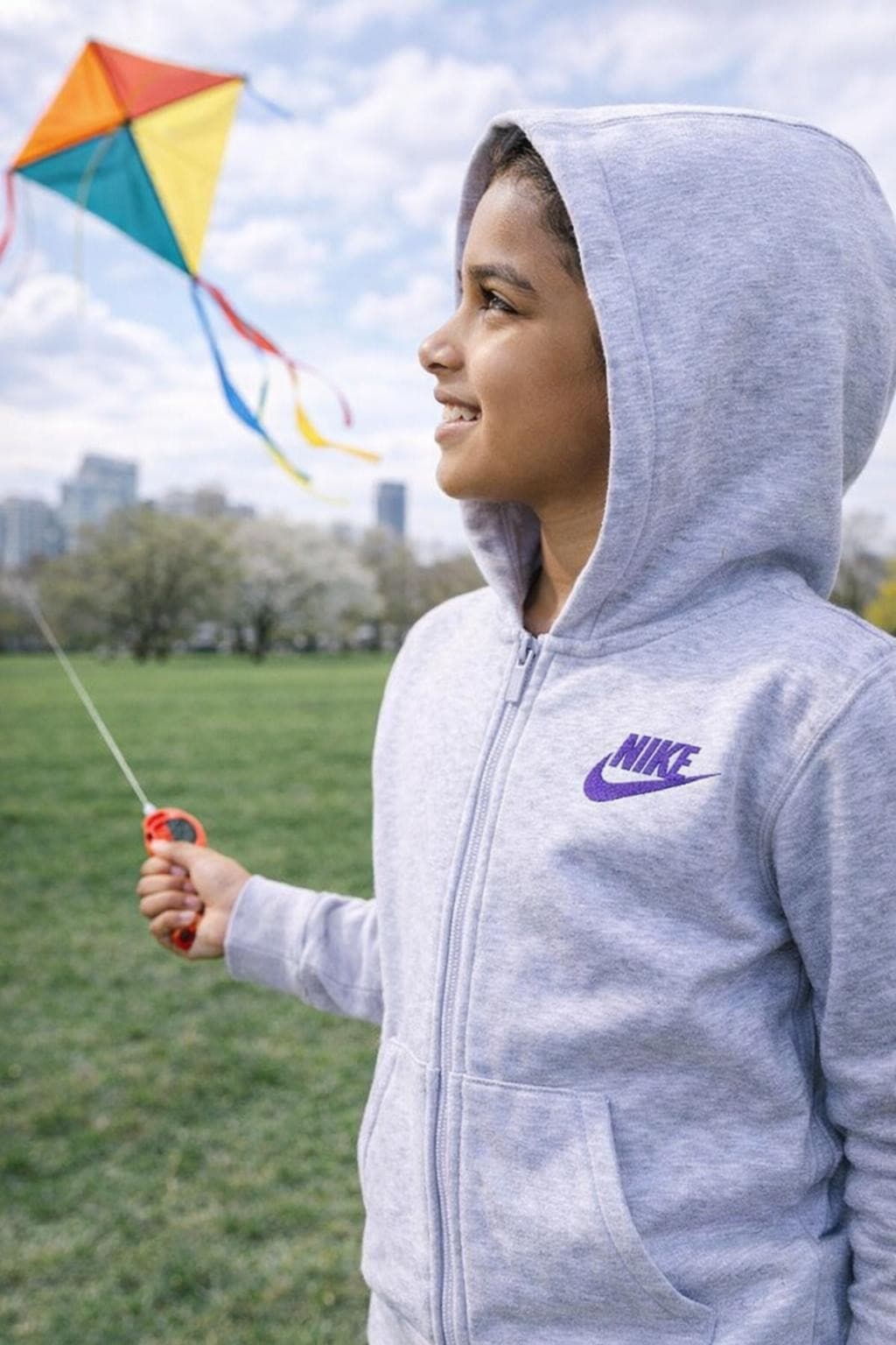 Nike Girl's Sportswear Club Fleece Full-Zip Hoodie Purple Large - Thumbnail 4