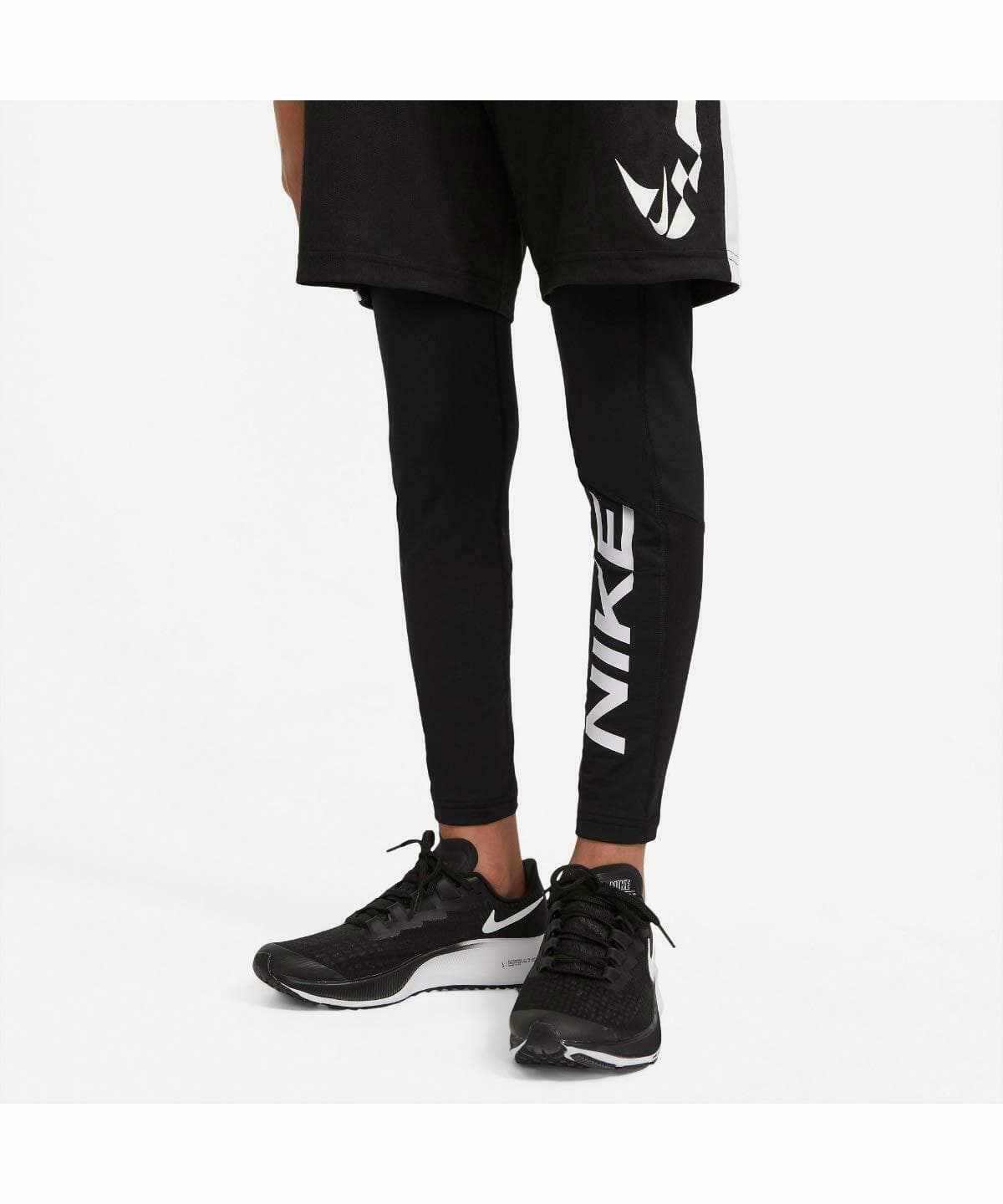 Nike (Big Boys) Boy's Pro Warm Graphic Training Tights X-Large Black - Thumbnail 7