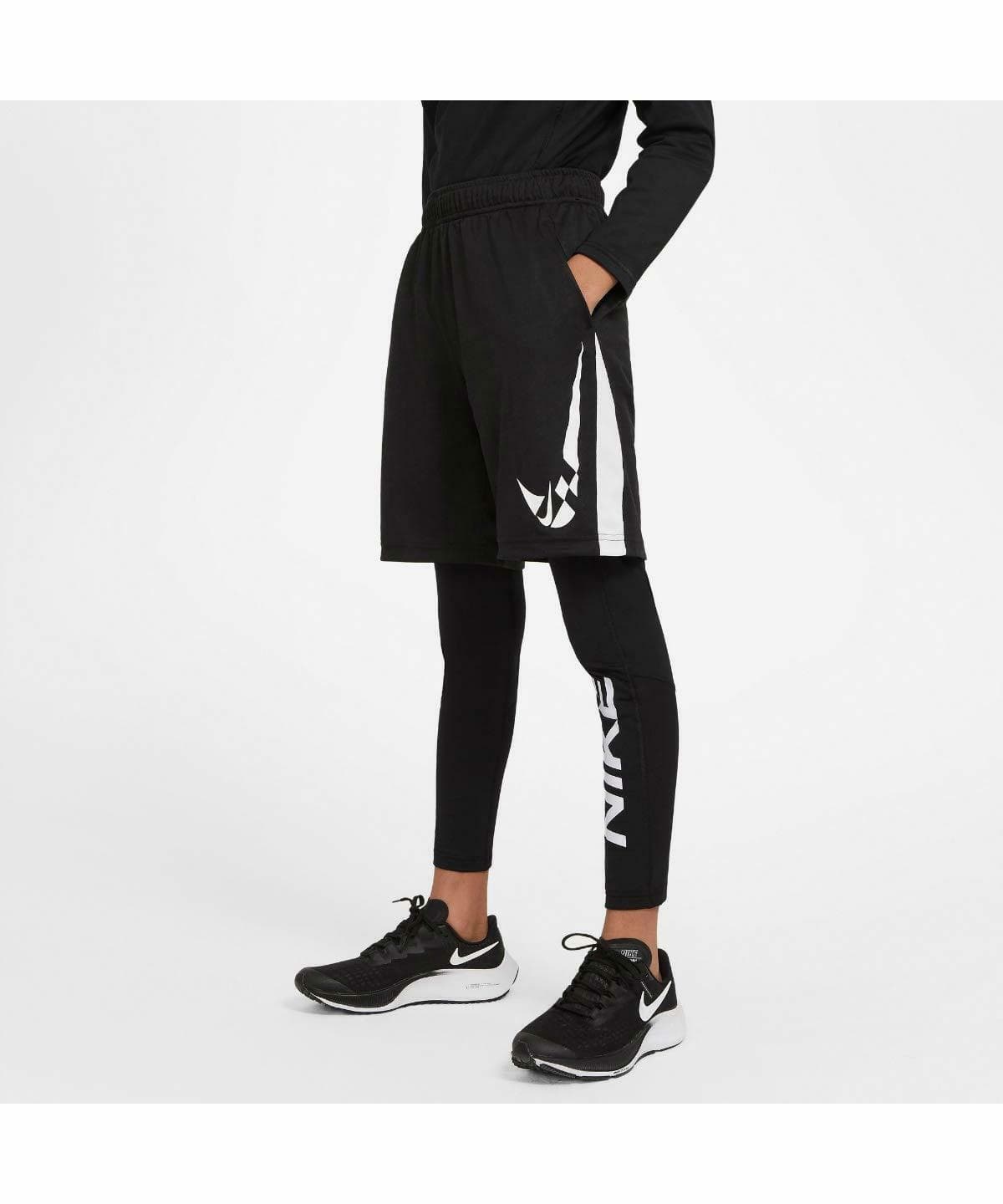 Nike (Big Boys) Boy's Pro Warm Graphic Training Tights X-Large Black - Thumbnail 4