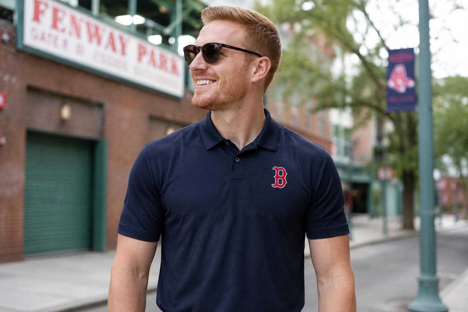 Levelwear Men's Boston Red Sox Duval Performance Polyester Polo X-Large Blue - Thumbnail 4