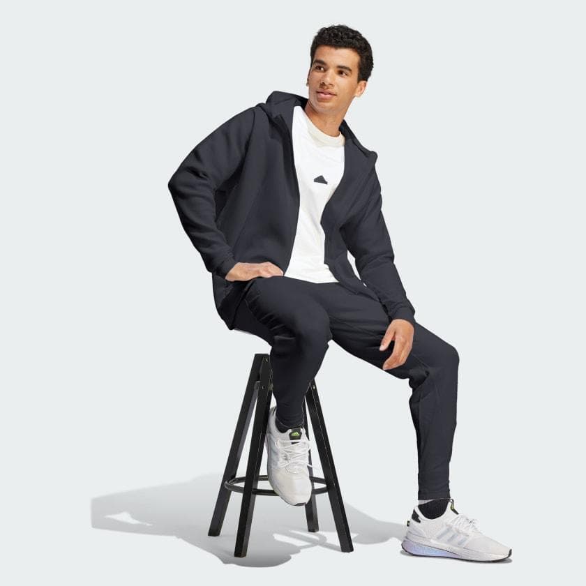 adidas Men's Z.N.E. Premium Full Zip Hooded Fleece Hoodie Jacket 3XLT Black - Thumbnail 6
