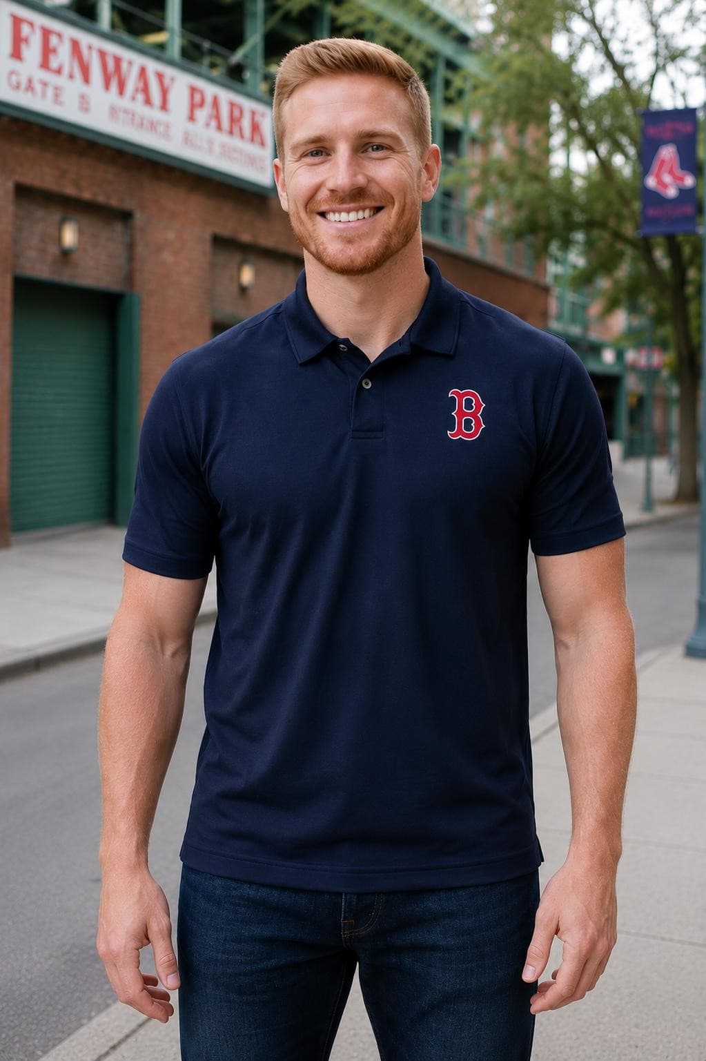 Levelwear Men's Boston Red Sox Duval Performance Polyester Polo X-Large Blue - Thumbnail 2