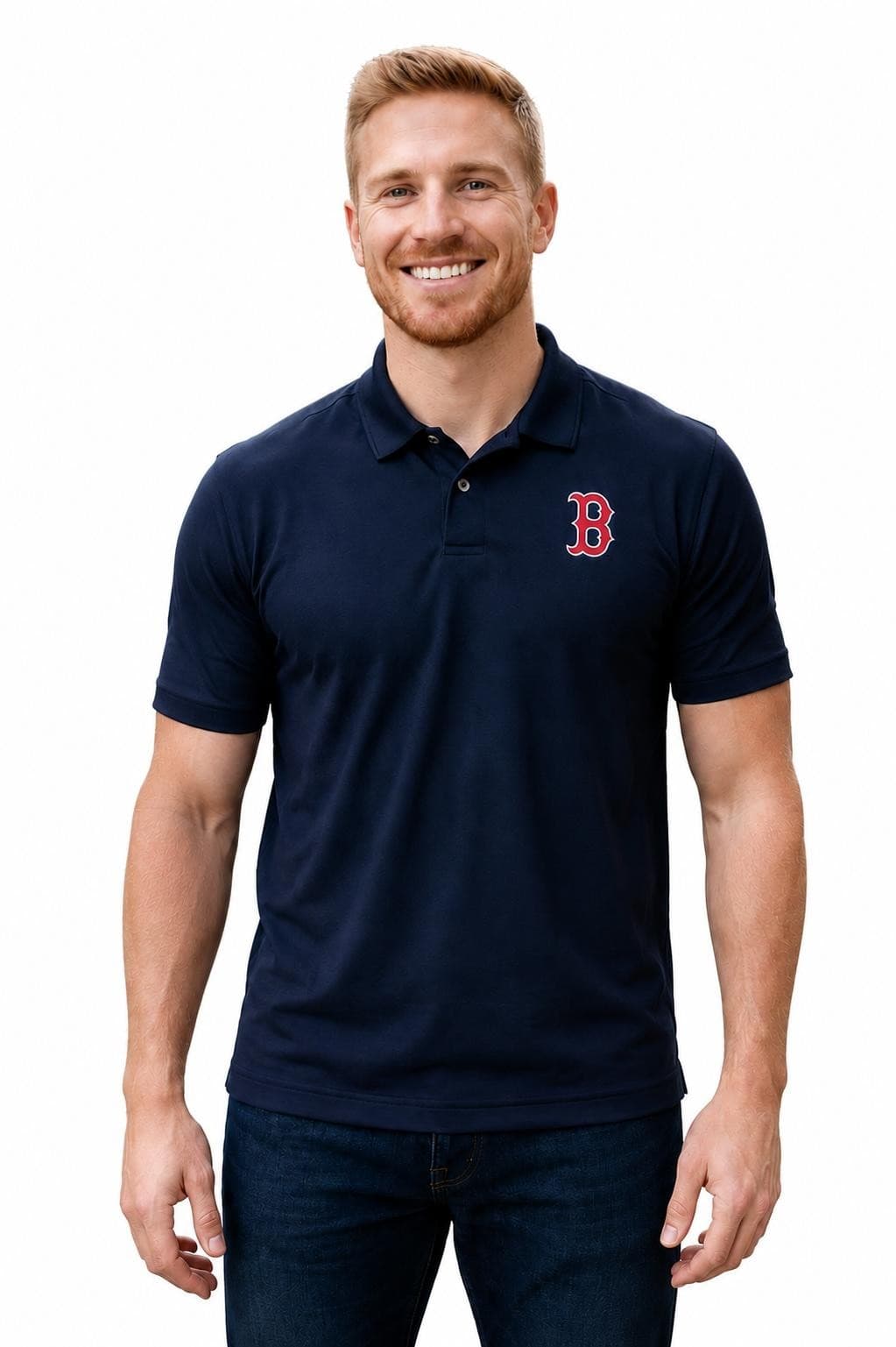 Levelwear Men's Boston Red Sox Duval Performance Polyester Polo X-Large Blue - Thumbnail 8