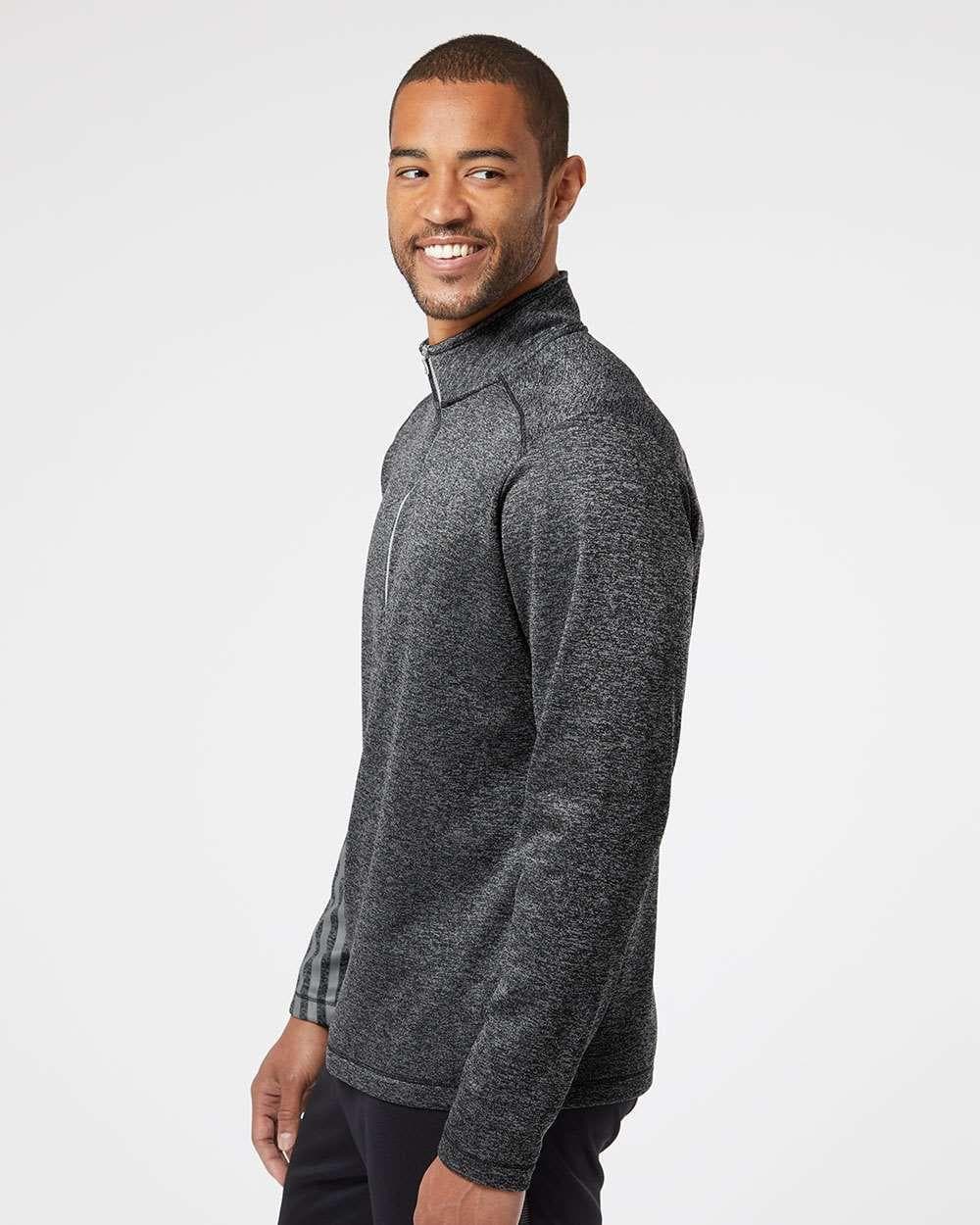 Adidas Men's Aeroready Brushed Terry Quarter Zip Pullover Top Black X-Large - Thumbnail 4