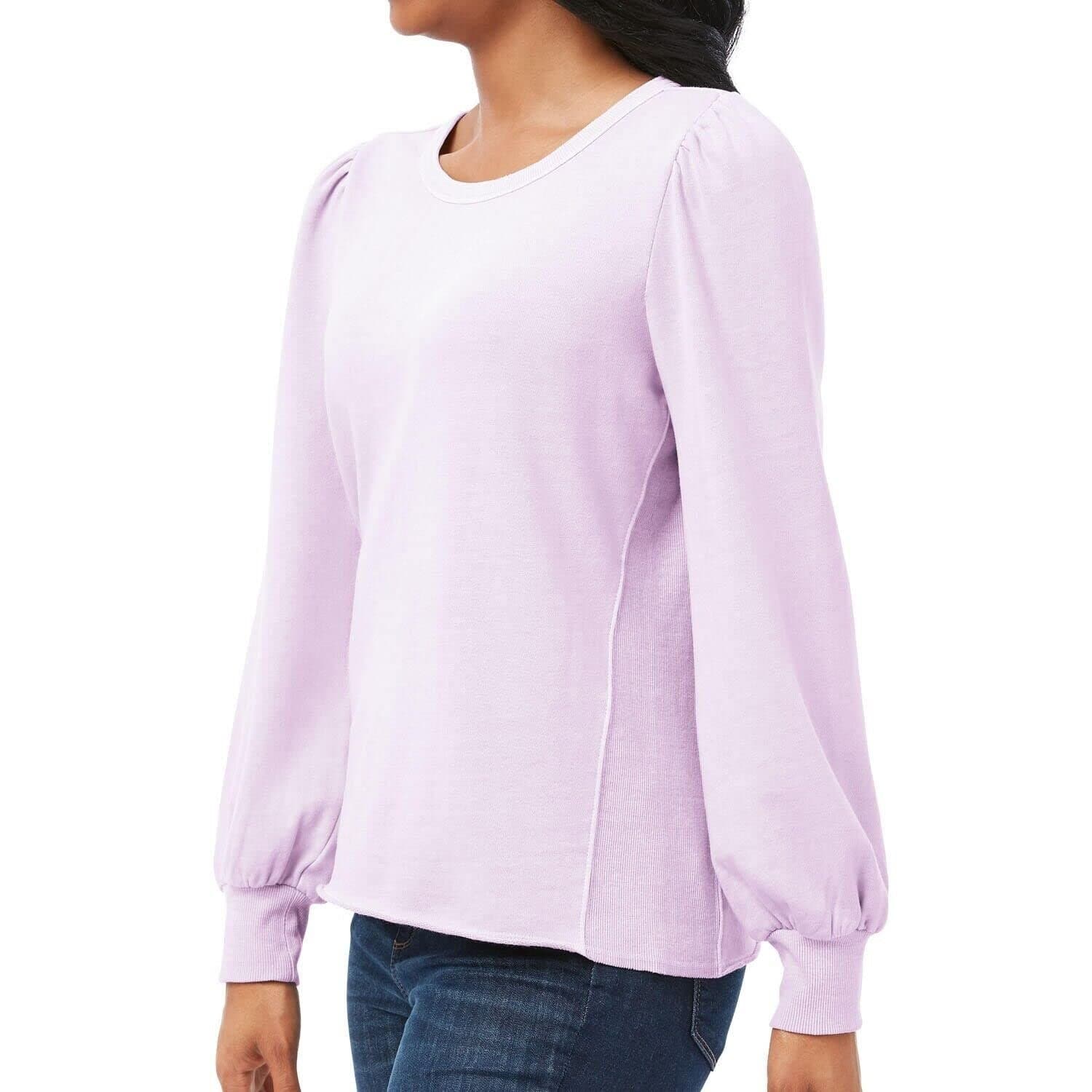 Member's Mark Women's French Terry Puff Sleeve Sweatshirt Small Wisteria Purple - Thumbnail 3