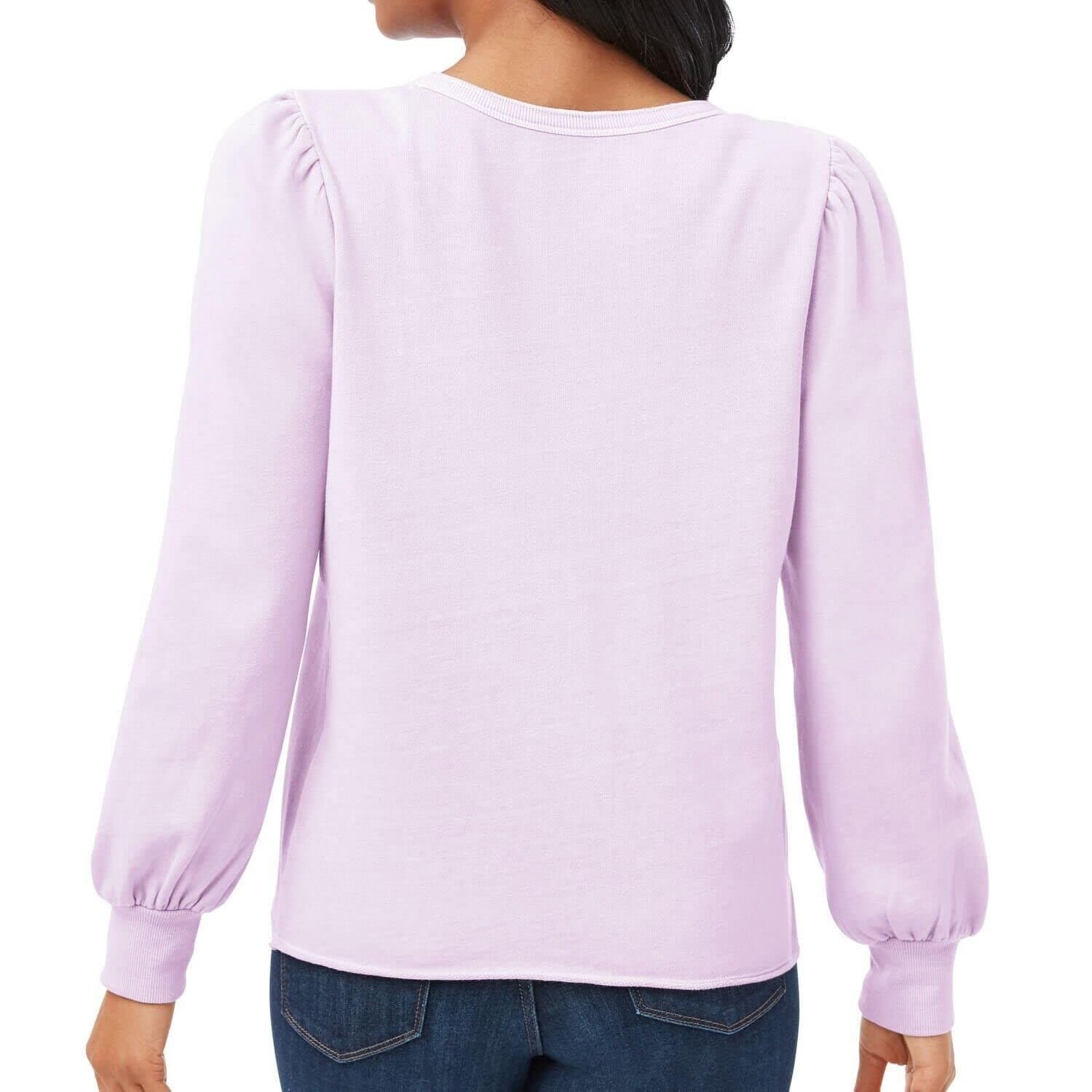 Member's Mark Women's French Terry Puff Sleeve Sweatshirt Small Wisteria Purple - Thumbnail 2