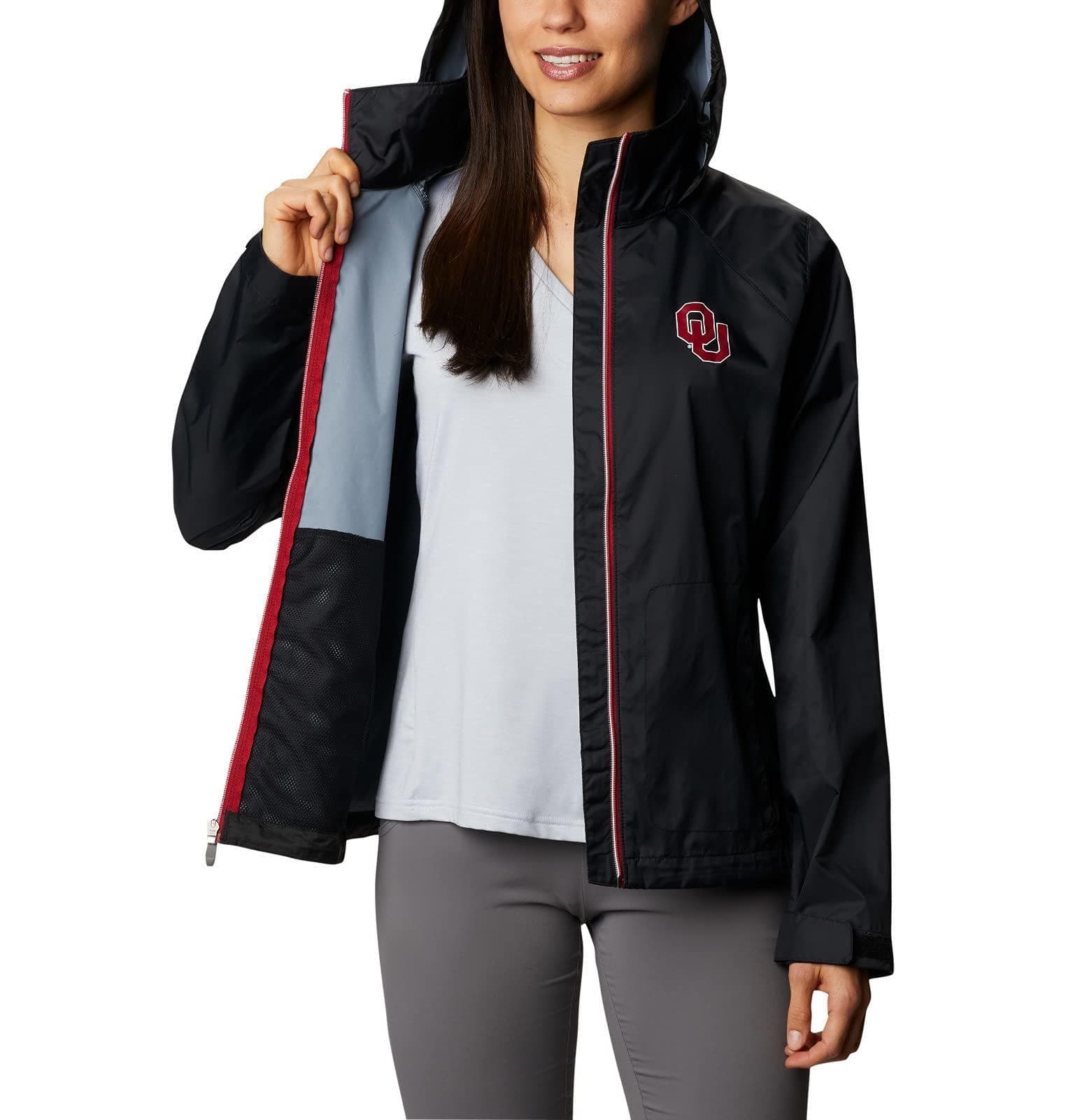 Columbia Women's Oklahoma Sooners Waterproof Hooded Jacket Black Large - Thumbnail 3