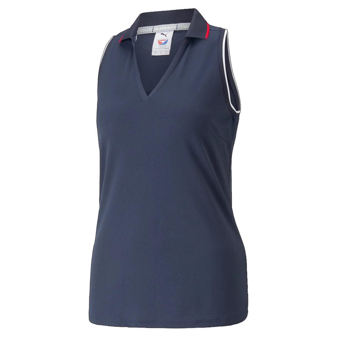 Puma Women's Volition American Sleeveless Rosie X Polo Shirt Navy Blue XL - Thumbnail 4