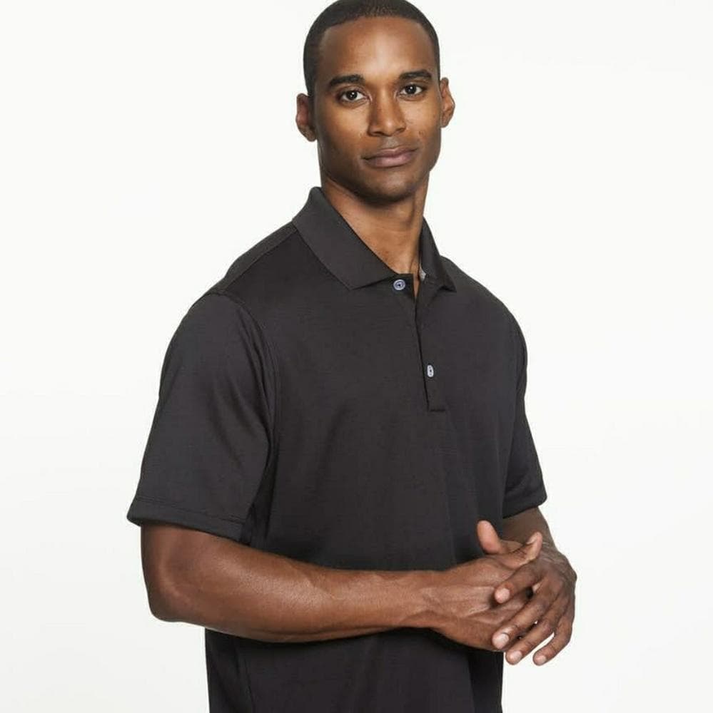 Adidas Men's A170 Climalite Solid Short Sleeve Jacquard Polo Black XL - Thumbnail 3