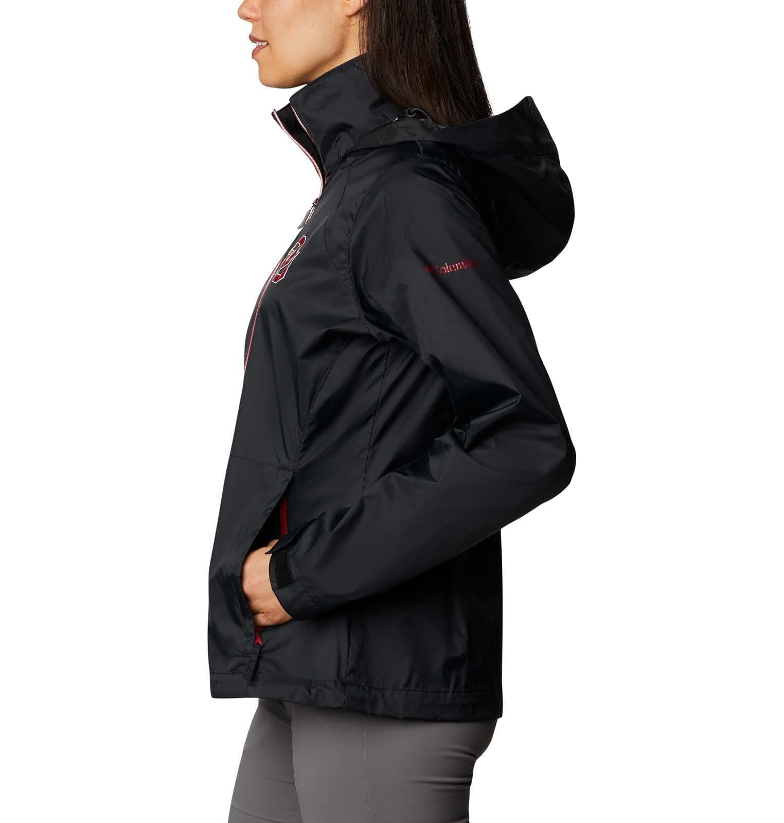 Columbia Women's Oklahoma Sooners Waterproof Hooded Jacket Black Large - Thumbnail 2