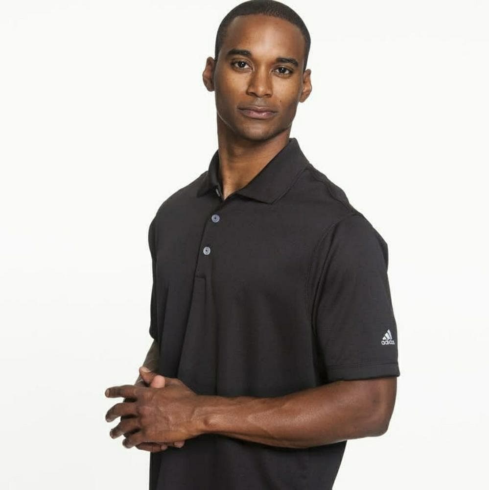 Adidas Men's A170 Climalite Solid Short Sleeve Jacquard Polo Black XL - Thumbnail 2