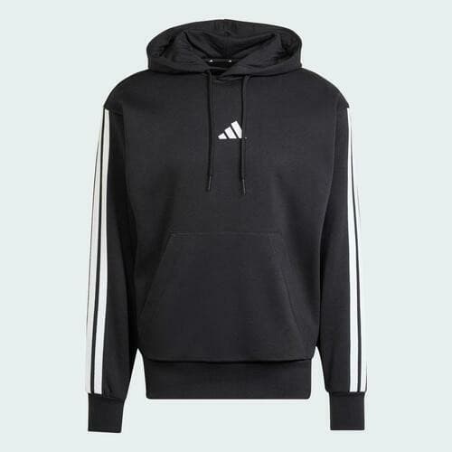 adidas Men's Essentials Three Stripes Pullover Fleece Hoodie Black Medium - Thumbnail 7