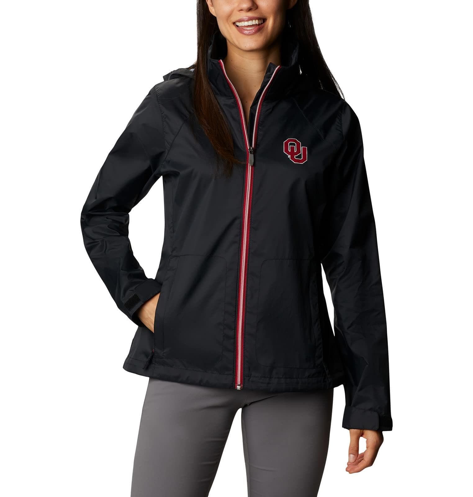 Columbia Women's Oklahoma Sooners Waterproof Hooded Jacket Black Large - Thumbnail 9