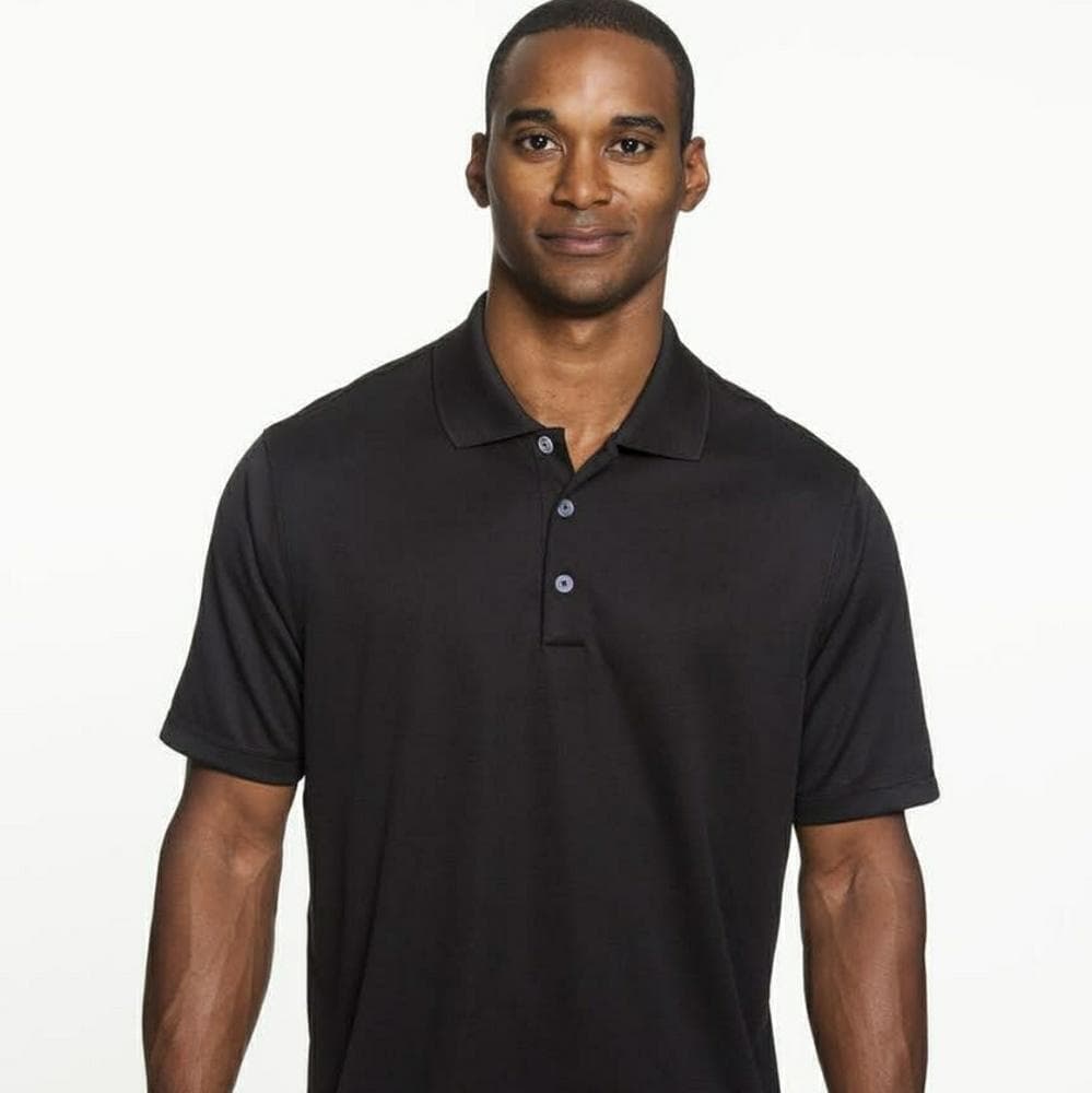 Adidas Men's A170 Climalite Solid Short Sleeve Jacquard Polo Black XL - Thumbnail 5