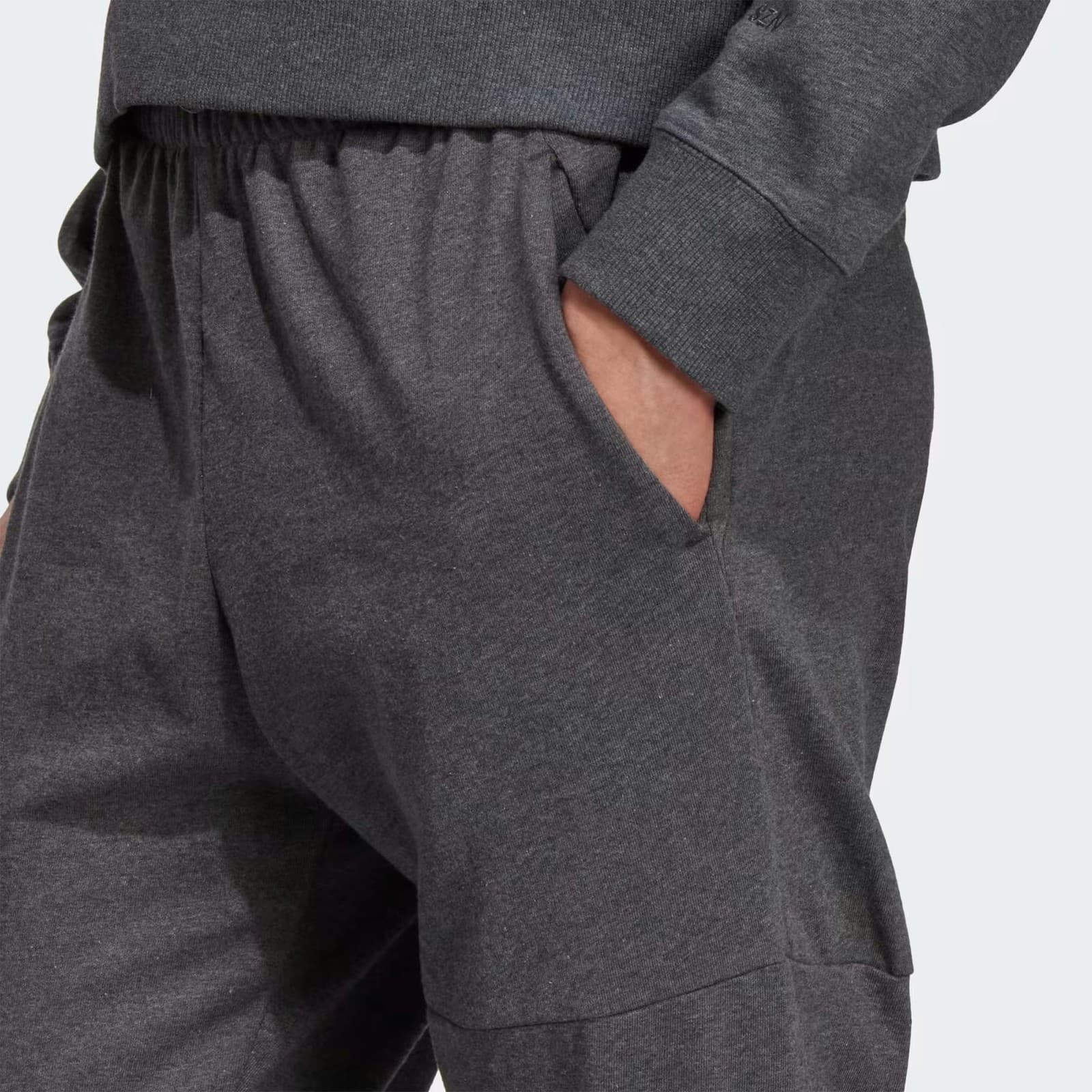 Adidas Essentials Fleece 3-Stripes Tapered Cuff Pants Men's Sweatpants Gray - Thumbnail 4