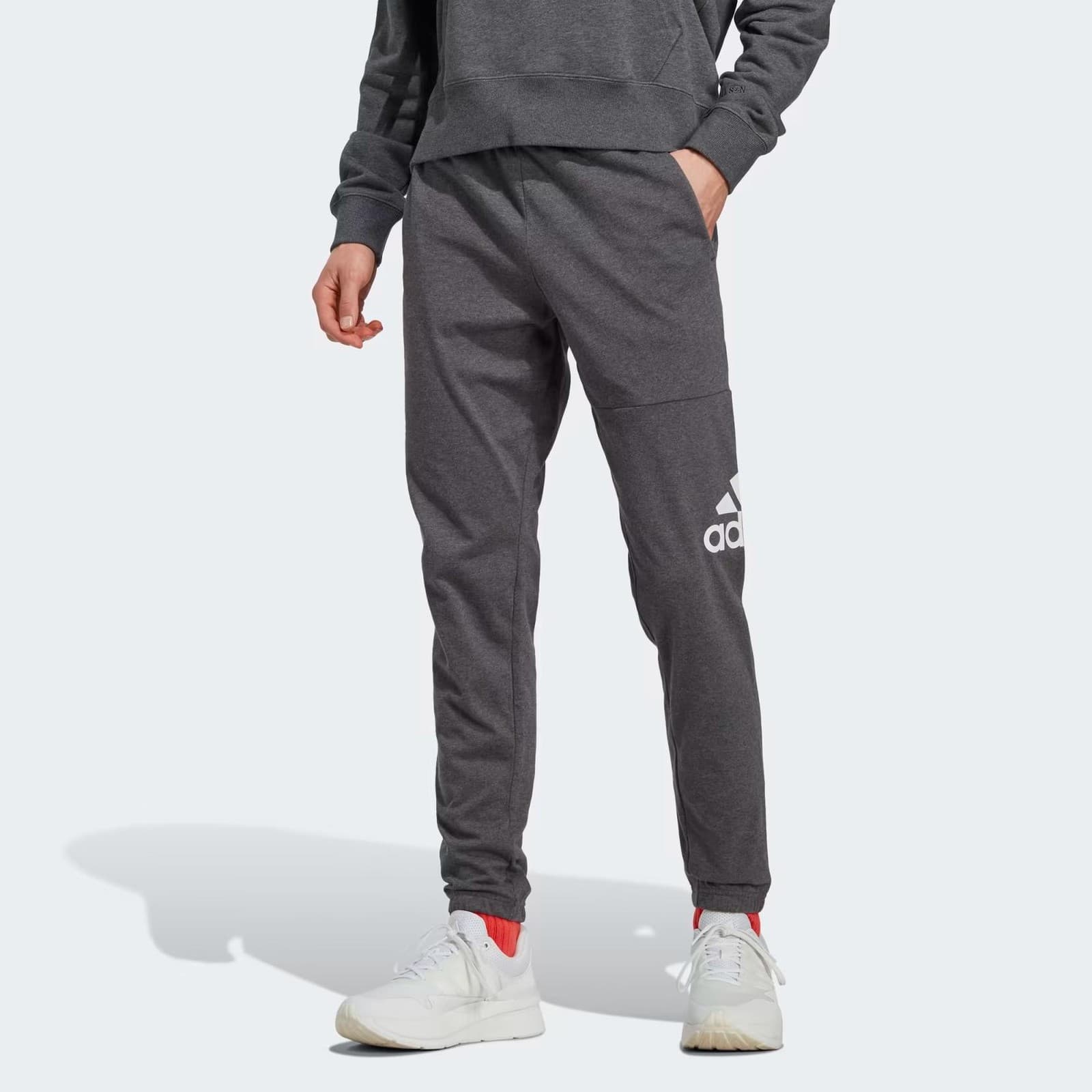 Adidas Essentials Fleece 3-Stripes Tapered Cuff Pants Men's Sweatpants Gray - Thumbnail 7