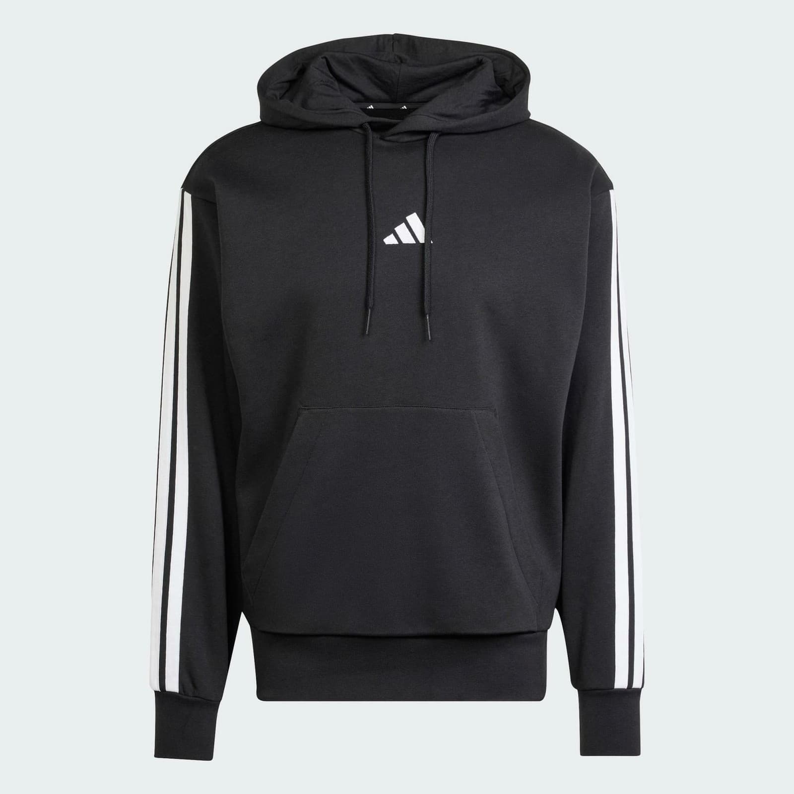 adidas Men's Essentials Three Stripes Pullover Fleece Hoodie Black Large - Thumbnail 7