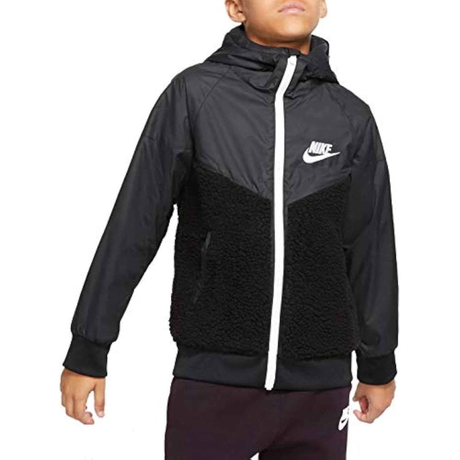 Nike Boys' Sherpa Windrunner Full-Zip Fleece Jacket Black Large $95 Value - Thumbnail 7