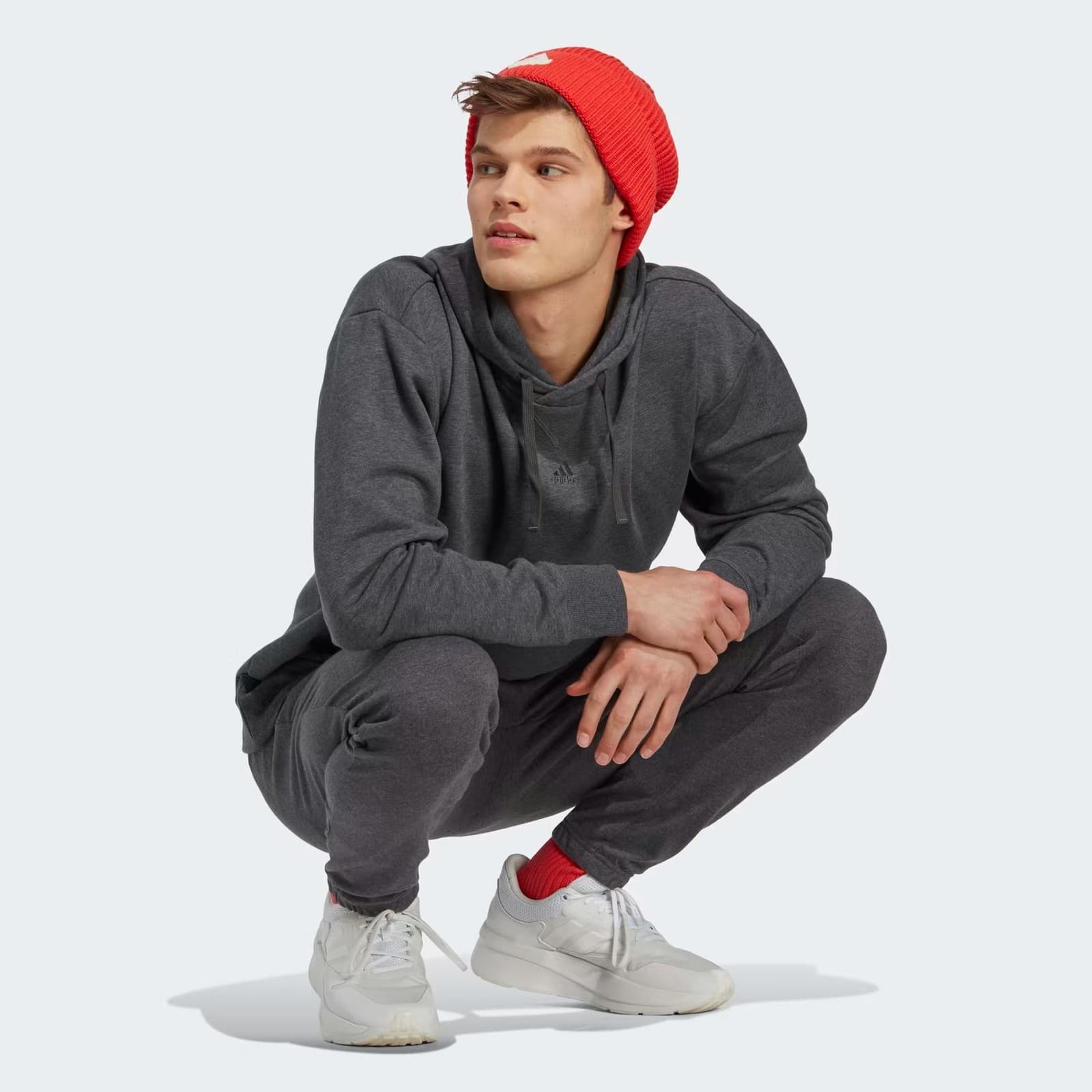 Adidas Essentials Fleece 3-Stripes Tapered Cuff Pants Men's Sweatpants Gray - Thumbnail 3