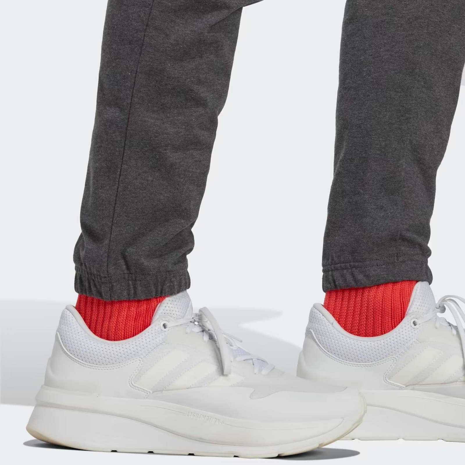 Adidas Essentials Fleece 3-Stripes Tapered Cuff Pants Men's Sweatpants Gray - Thumbnail 5