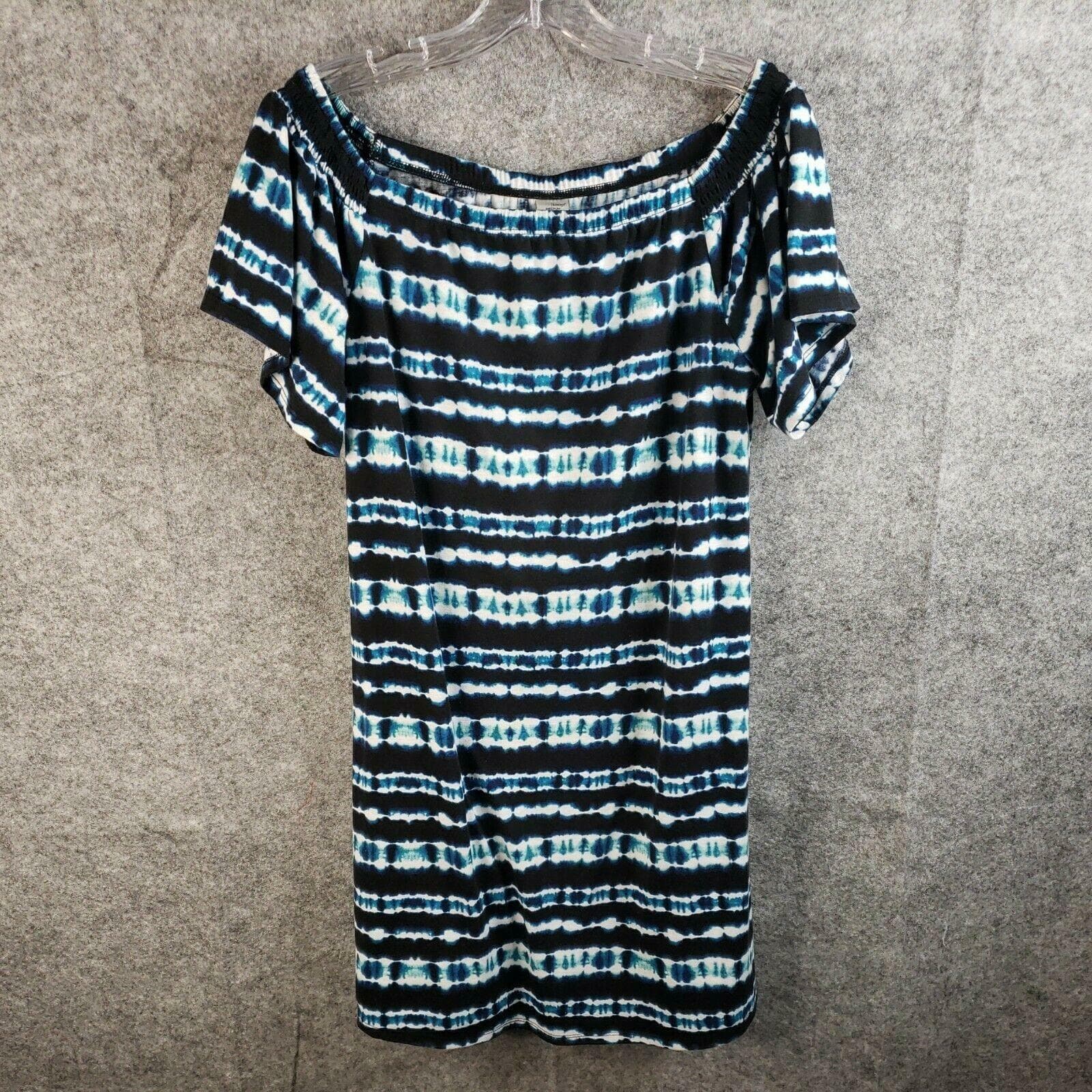 West Loop Women's Off The Shoulder Tie Dyed Dress Black Blue XL - Thumbnail 12