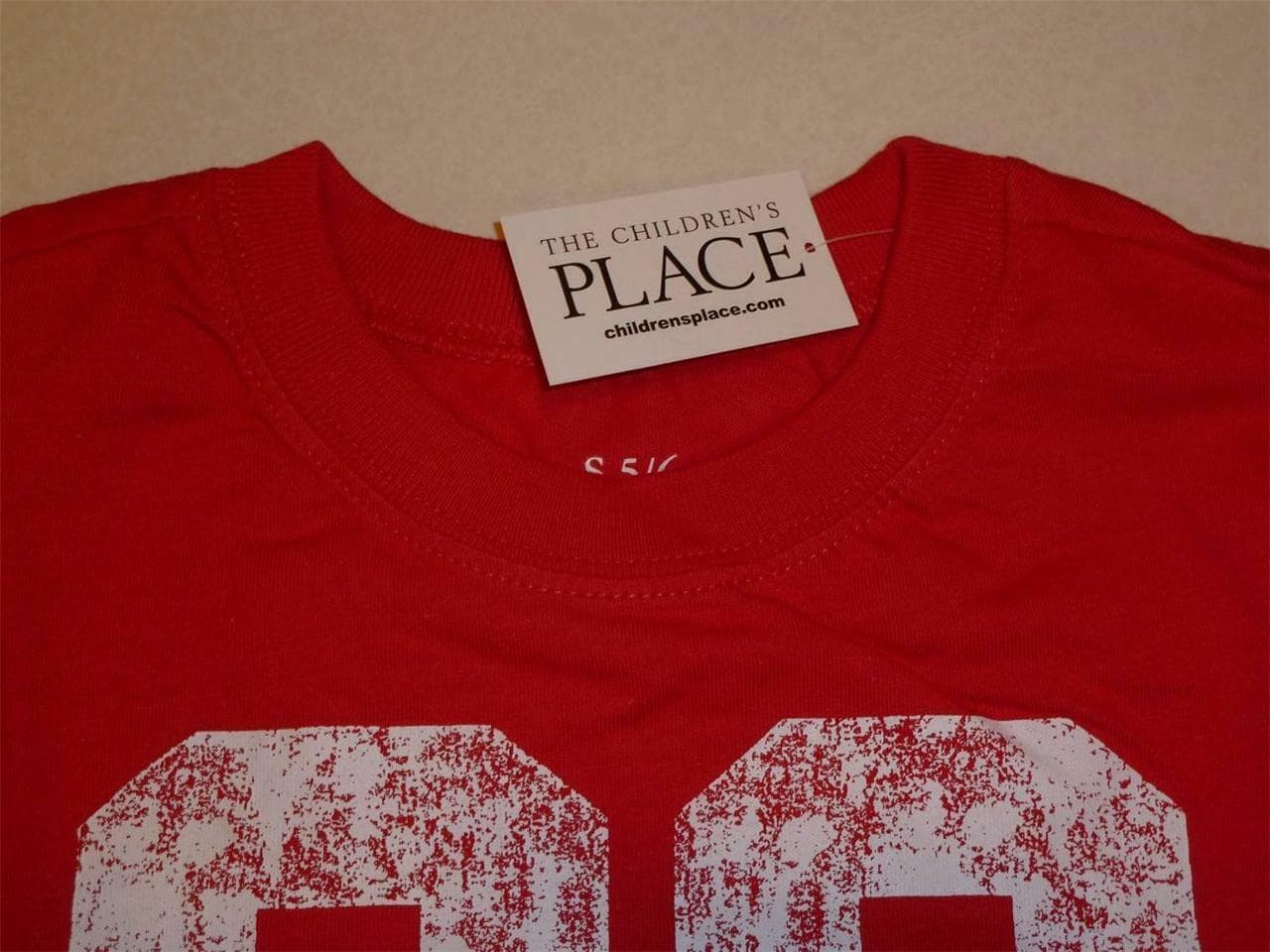 The Children's Place Boy's Football Jersey Cotton Short Sleeve Tee Red Small 5/6 - Thumbnail 3