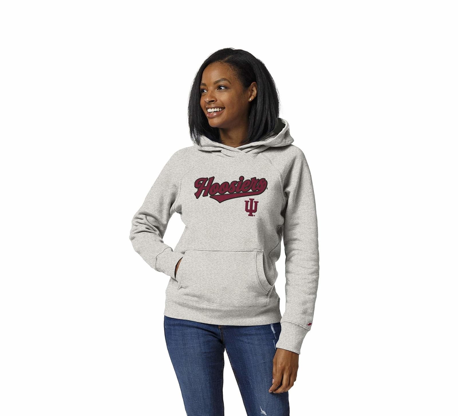 League Brand Women's Indiana Hoosiers Academy Pullover Hoodie Oatmeal Gray Large - Thumbnail 5