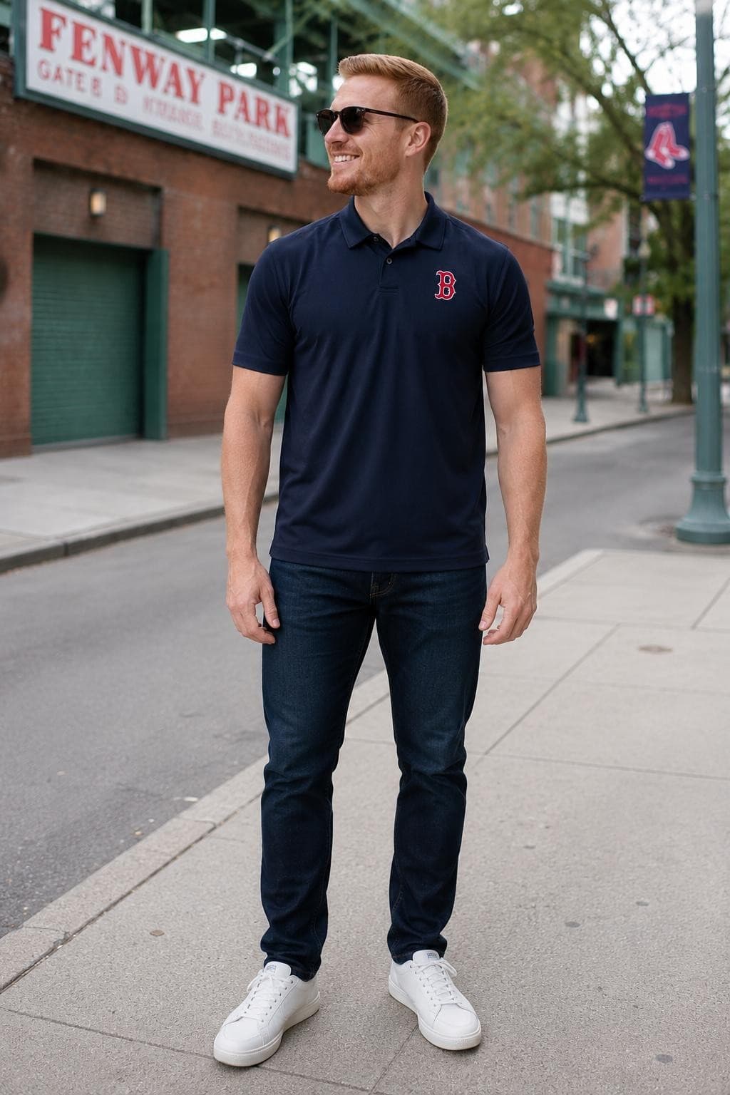 Levelwear Men's Boston Red Sox Duval Performance Polyester Polo Large Blue - Thumbnail 3