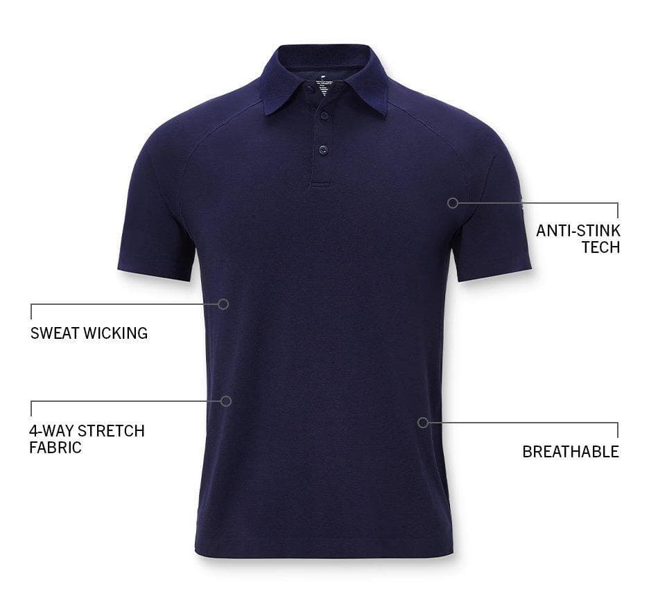 Fabletics Men's The Training Day Performance Polo Deep Navy 2XL $67 Value - Thumbnail 5