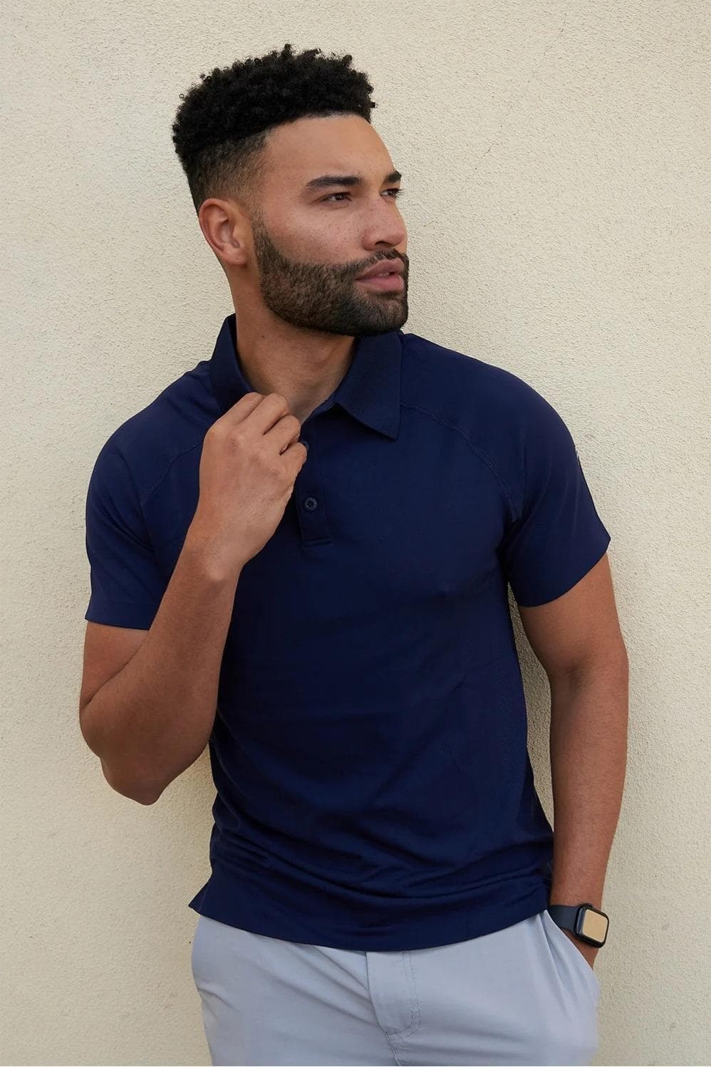 Fabletics Men's The Training Day Performance Polo Deep Navy 2XL $67 Value - Thumbnail 3