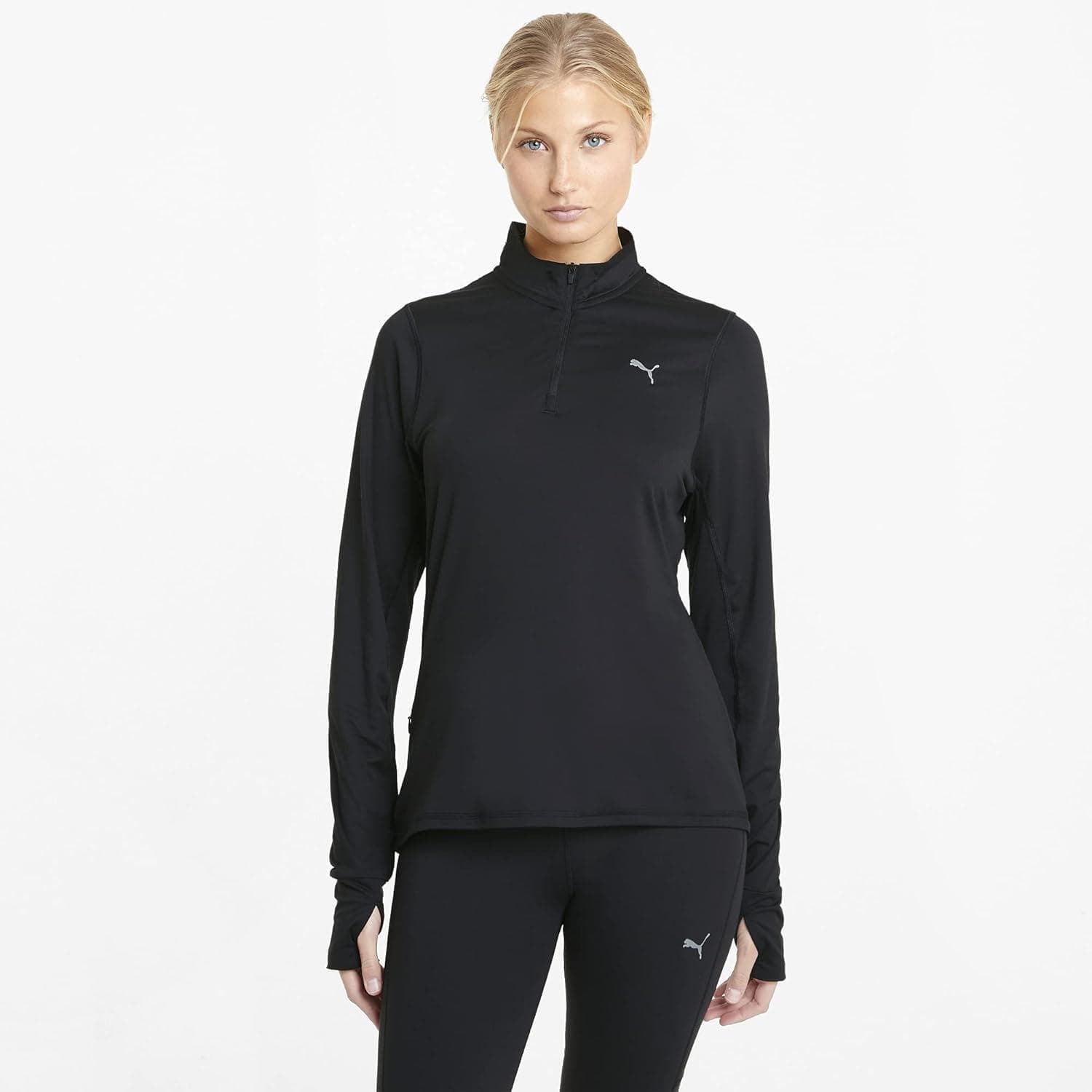 Puma Women's DryCell Favorite Running Quarter Zip Pullover Top Black X-Large - Thumbnail 13