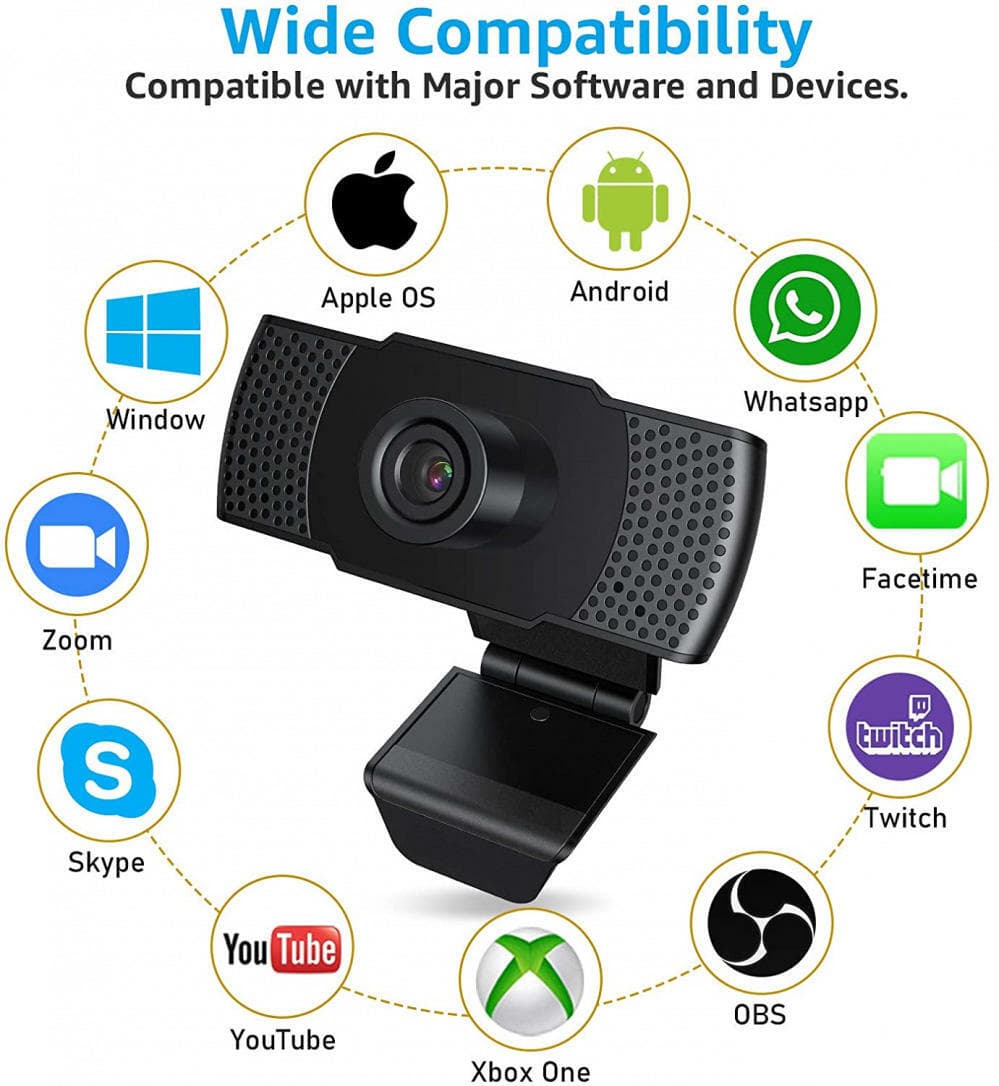 Ehome USC40 1080P Webcam with Microphone USB 2.0 Noise-Cancelling Web Camera - Thumbnail 6