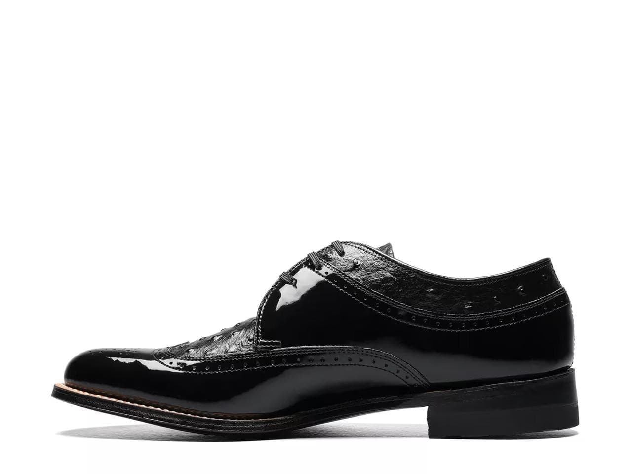 Stacy Adams Men’s Dayton Ostrich Wingtip Oxford Shoes Black Size 8 $155 Value - Thumbnail 3