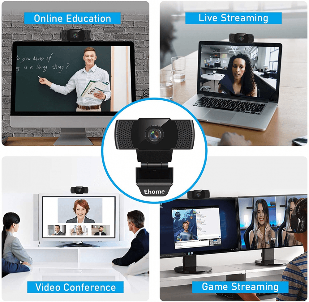 Ehome USC40 1080P Webcam with Microphone USB 2.0 Noise-Cancelling Web Camera - Thumbnail 8