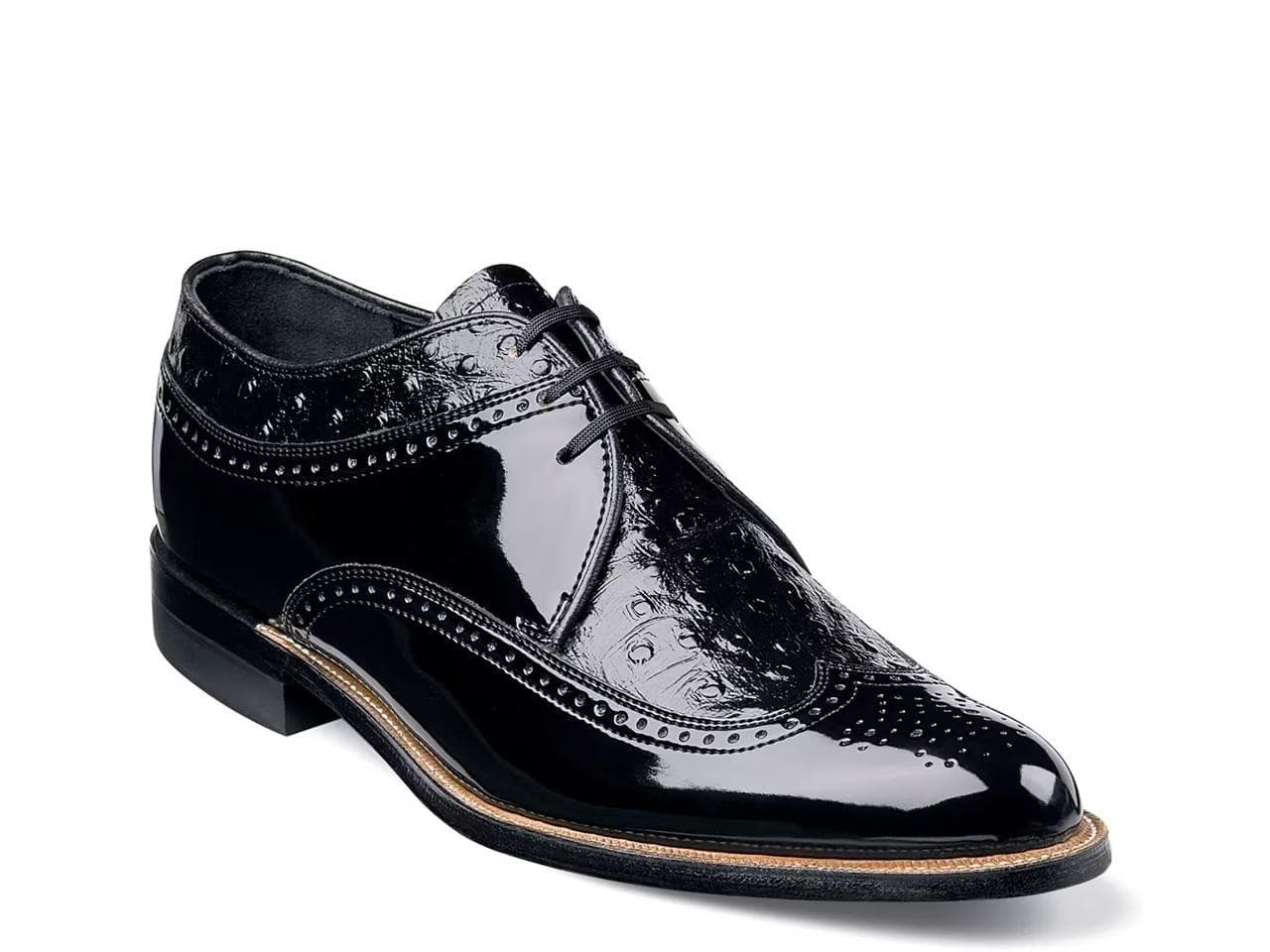 Stacy Adams Men’s Dayton Ostrich Wingtip Oxford Shoes Black Size 8 $155 Value - Thumbnail 7