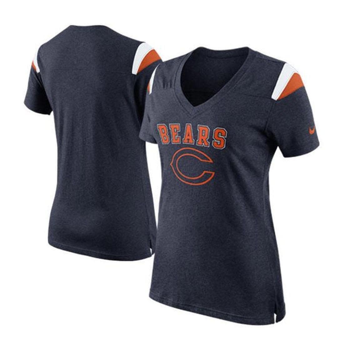 Nike Women's Chicago Bears Fan Top V-Neck T-Shirt Large Blue - Thumbnail 4