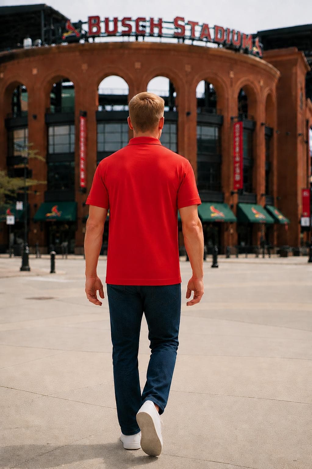 Levelwear Men's St. Louis Cardinals Duval Performance Polyester Polo X-Large Red - Thumbnail 4