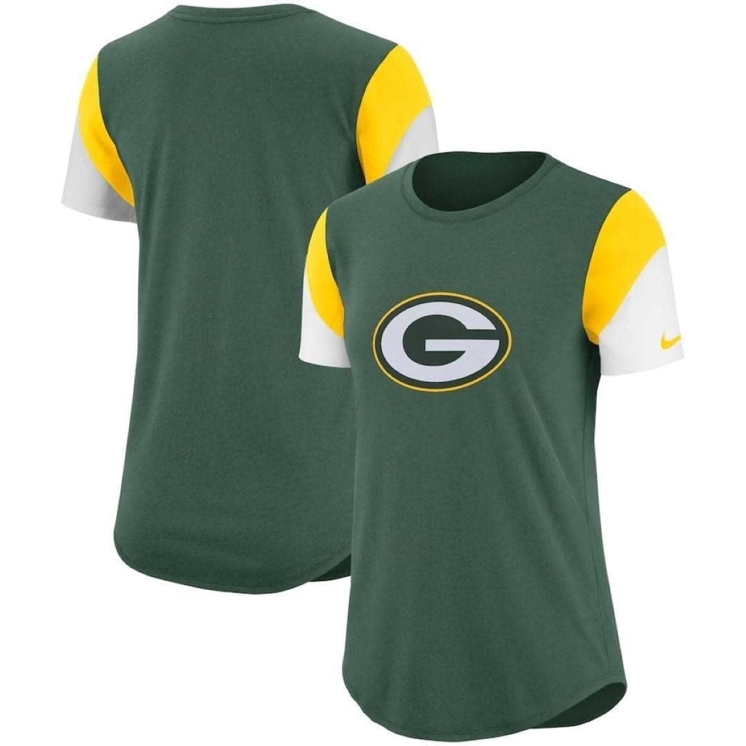 Nike Women's Green Bay Packers Tri-Blend Team Fan Top T-Shirt Green Medium