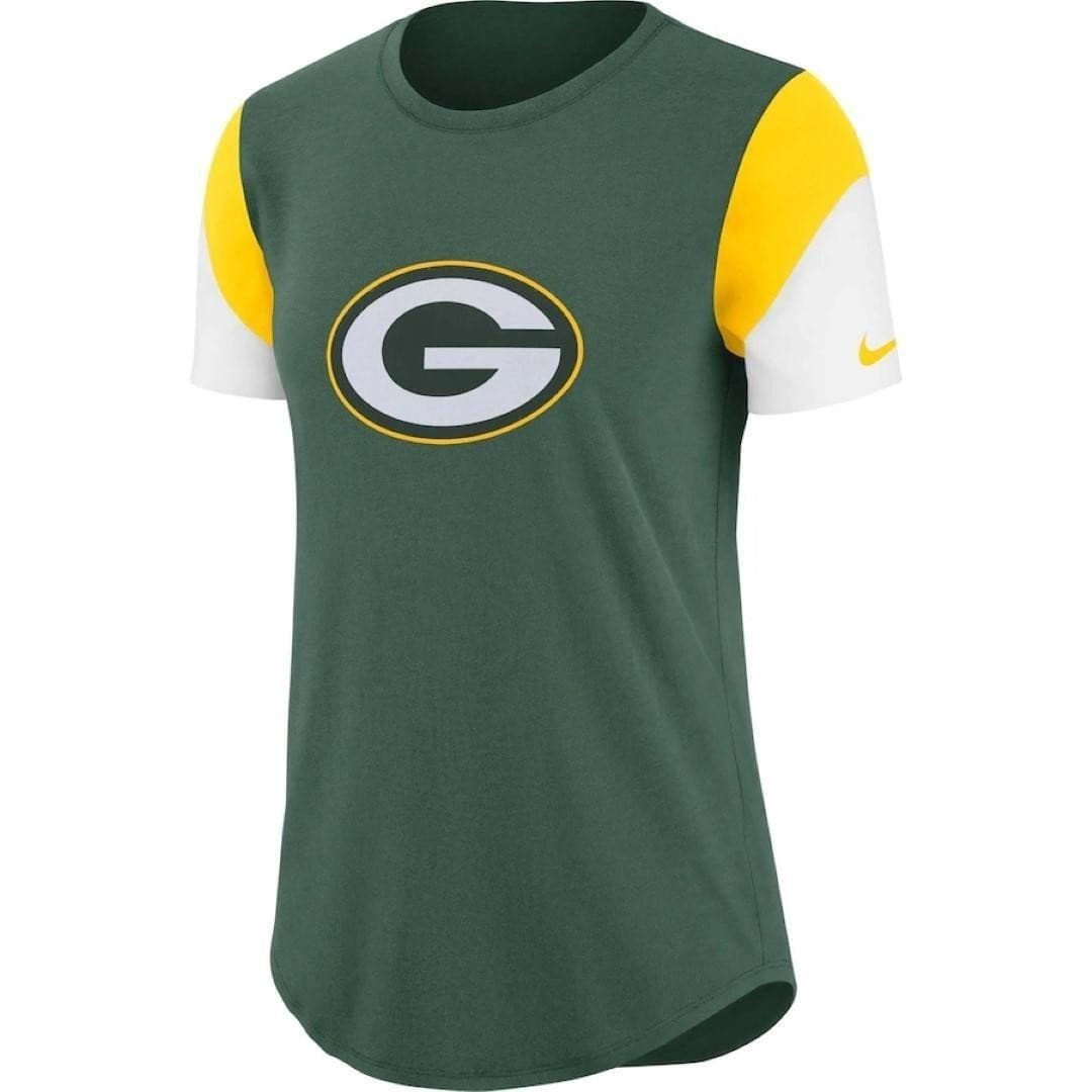 Nike Women's Green Bay Packers Tri-Blend Team Fan Top T-Shirt Green Medium - Thumbnail 2