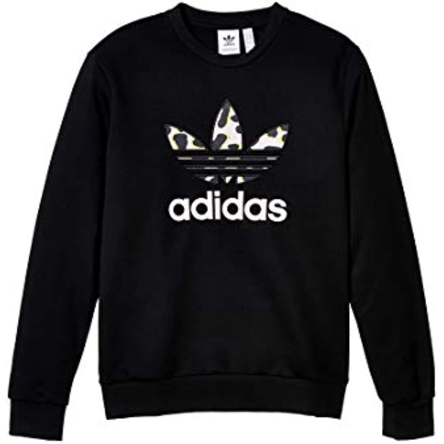 adidas Originals Girl's Leopard Crew Terry Fleece Sweatshirt Black Small - Thumbnail 8