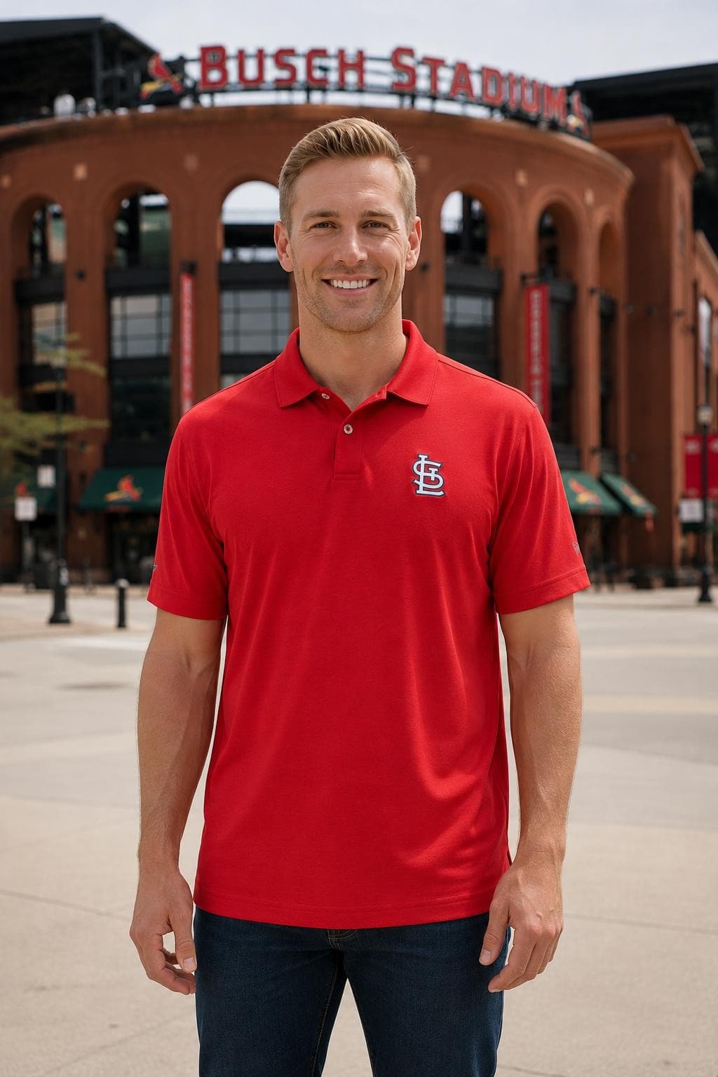 Levelwear Men's St. Louis Cardinals Duval Performance Polyester Polo X-Large Red - Thumbnail 2