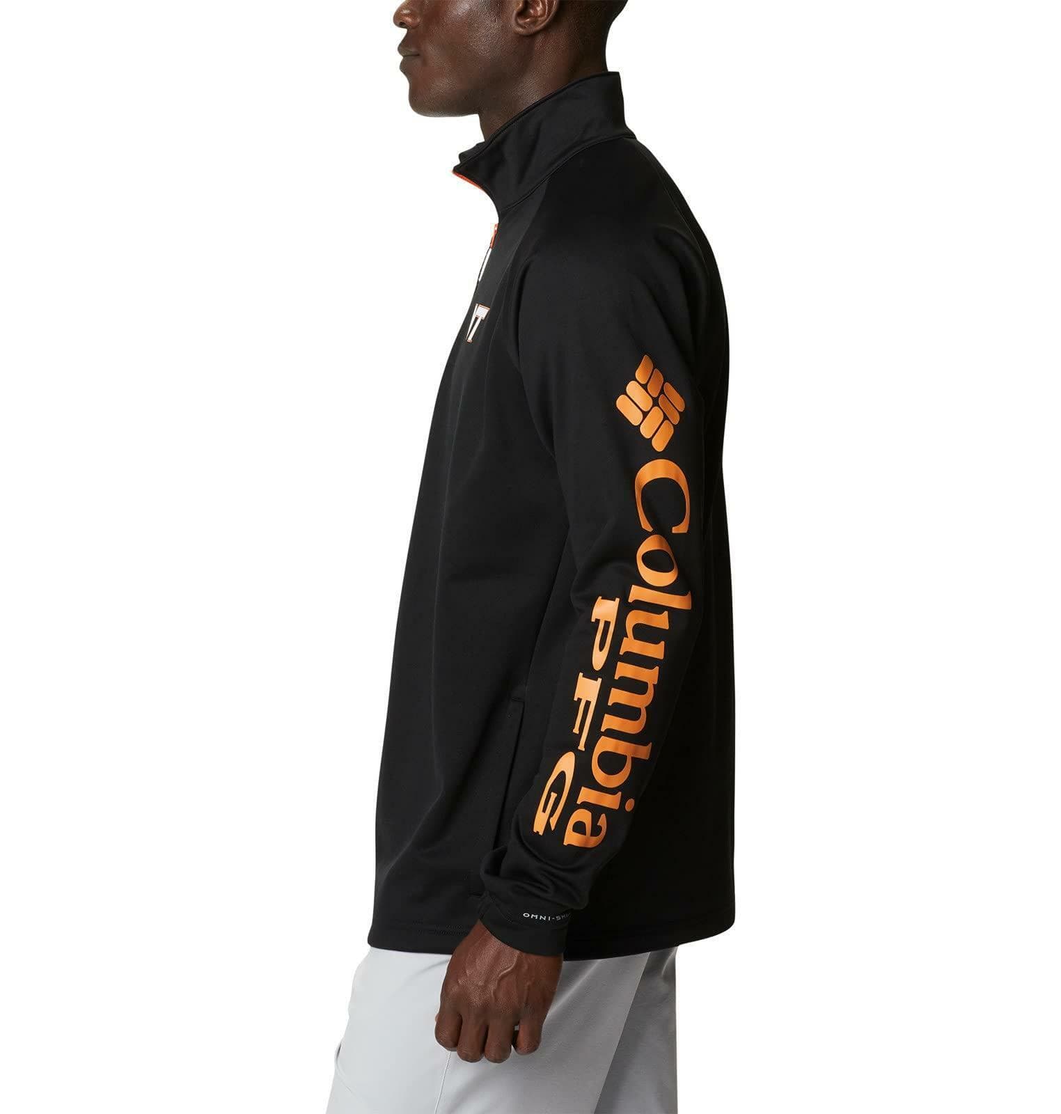 Columbia Men's Virginia Tech Hokies Tackle Fleece 1/4 Zip PFG Jacket Black Med. - Thumbnail 3